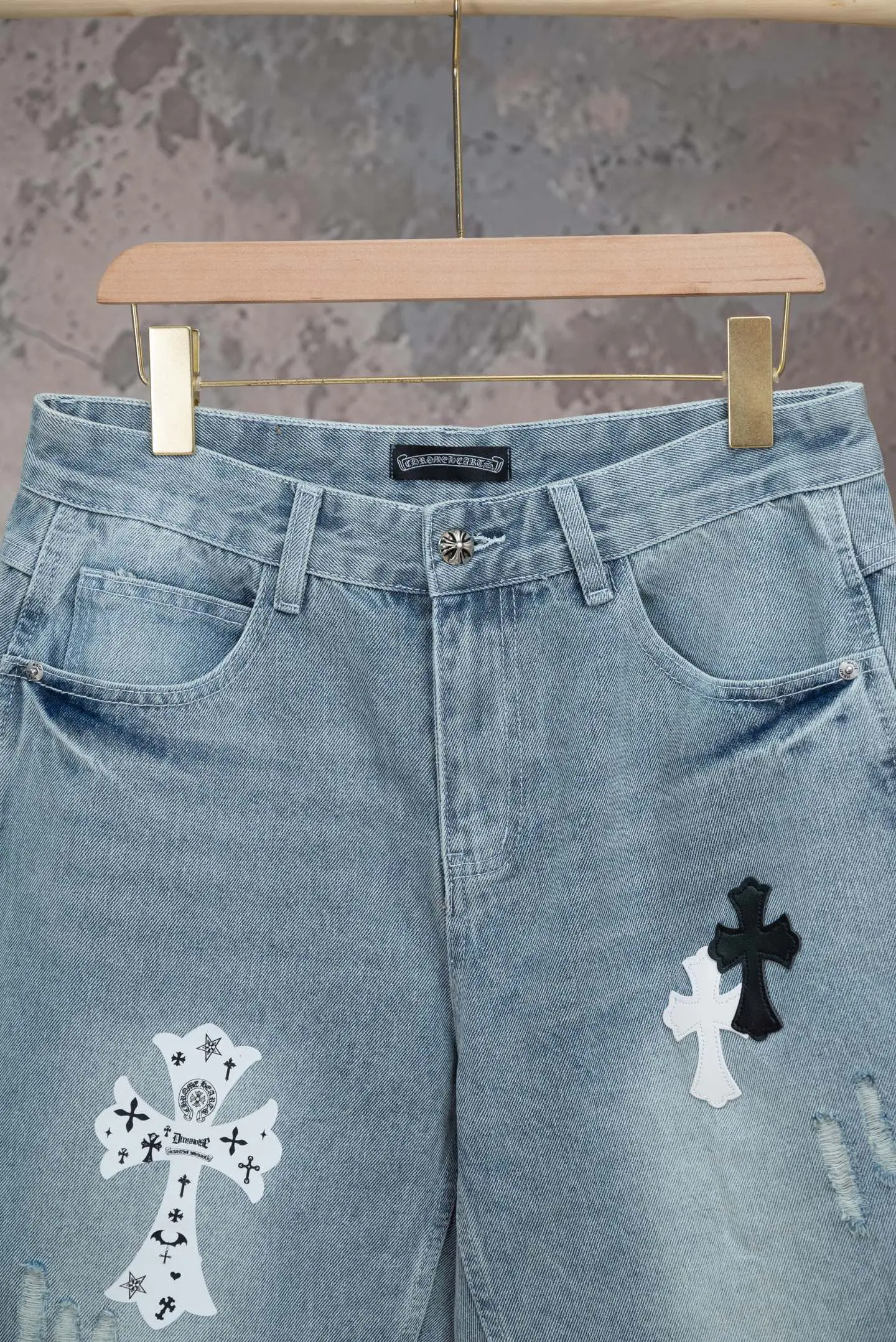 克罗心 Chrome Hearts FW26 LOGO印花银扣简约牛仔短裤 男女同款