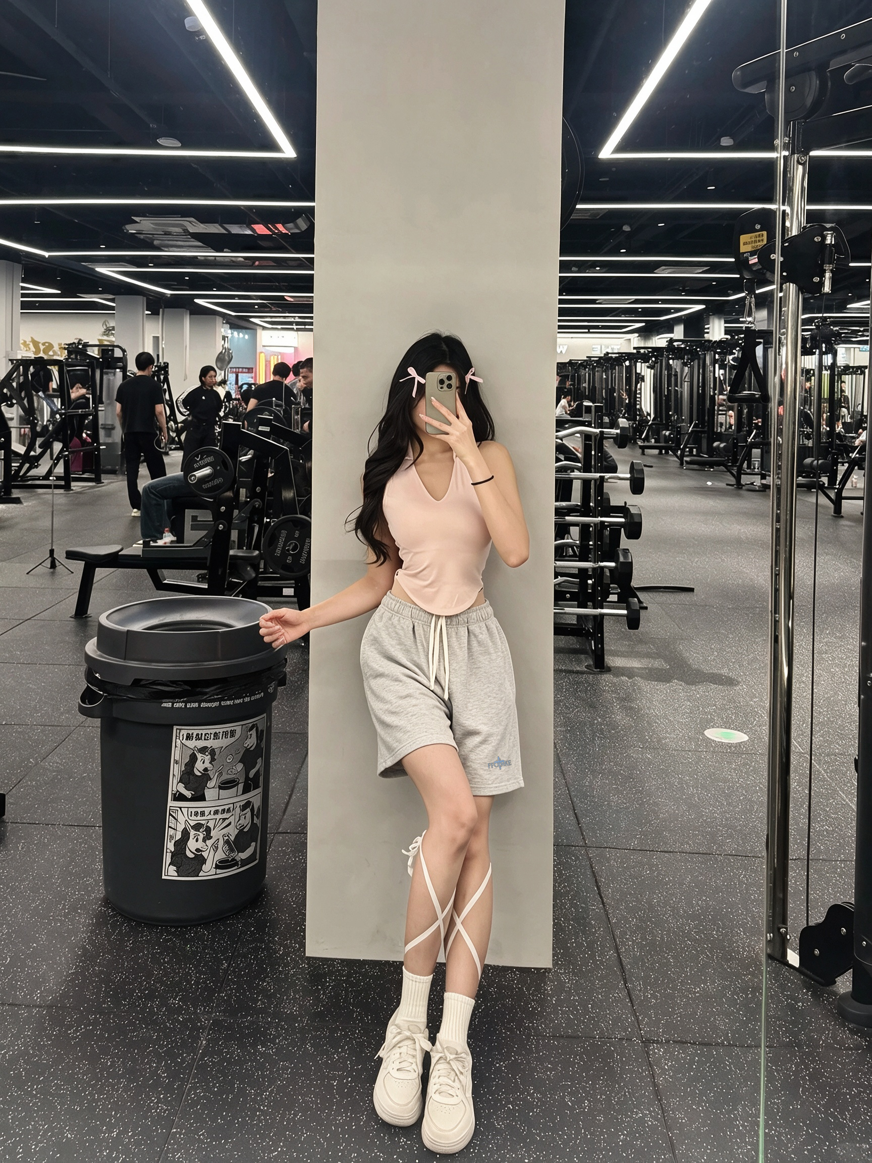 💪健身房刚需浅灰运动短裤