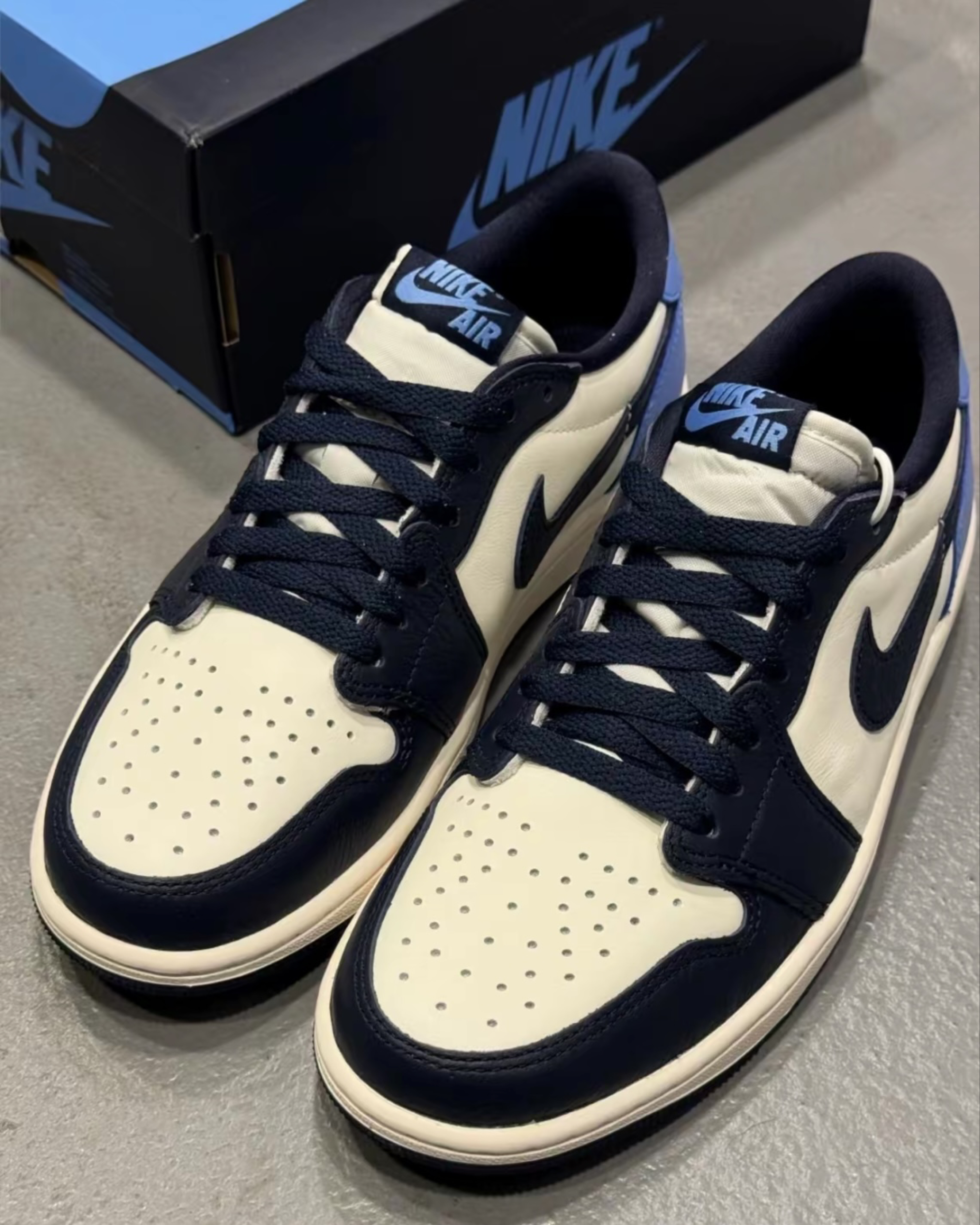 AJ1低帮米白藏青北卡蓝板鞋 学生日常百搭休闲运动鞋