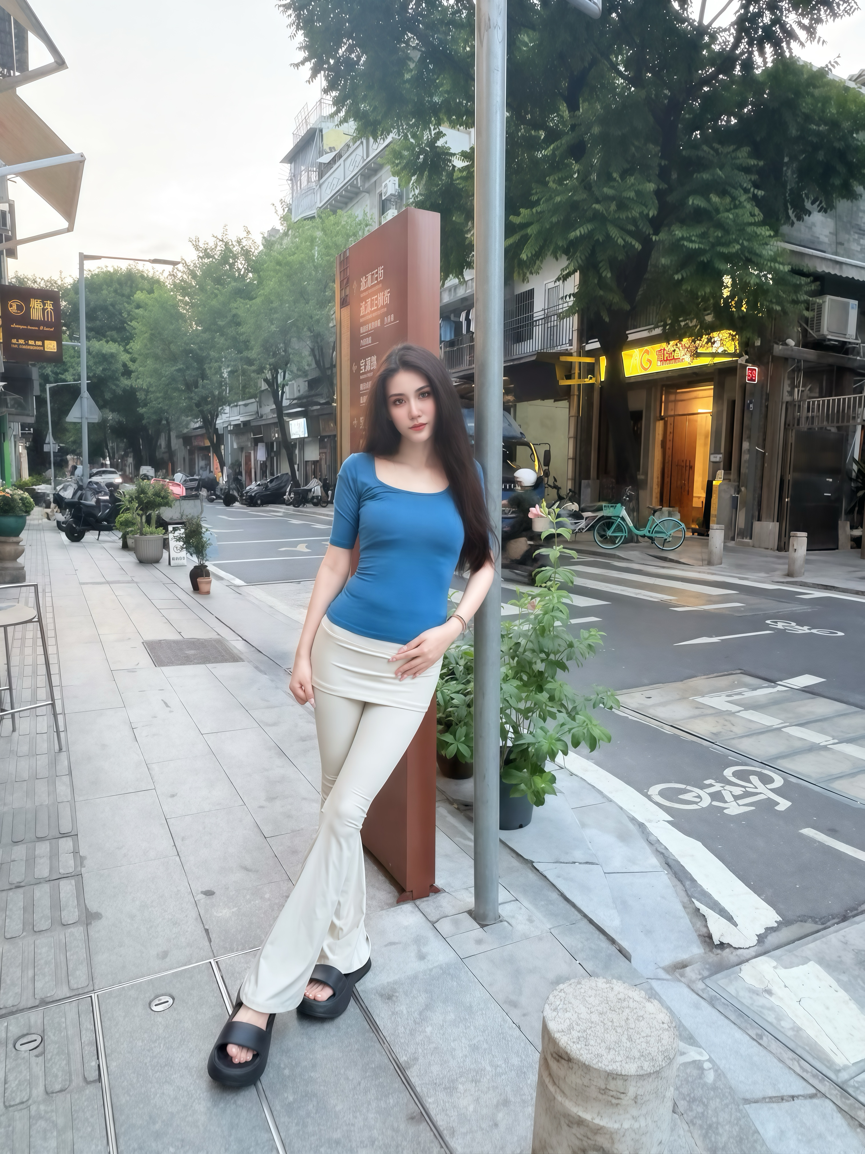 💙蓝白撞色｜简约又显身材的日常穿搭
