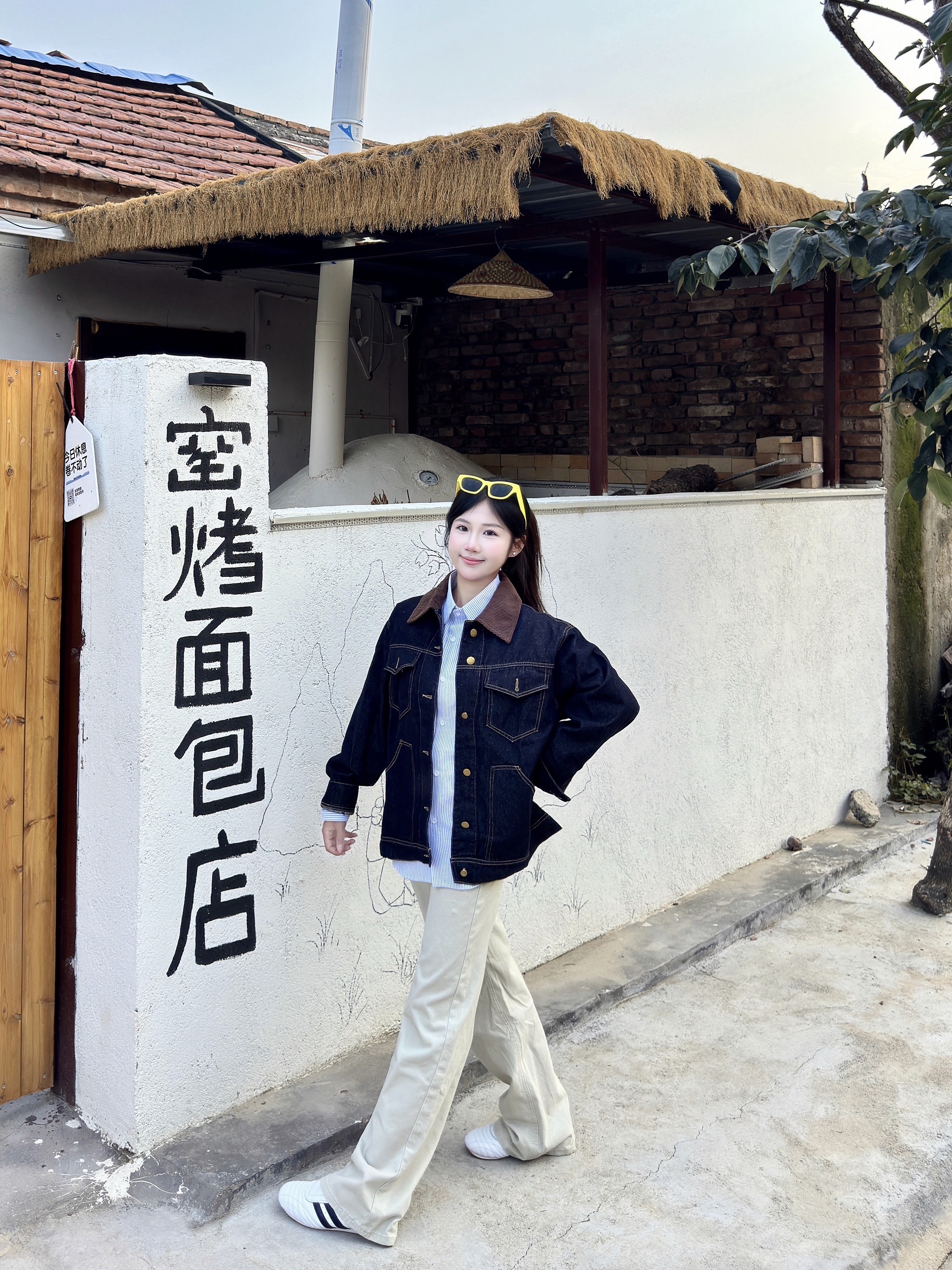 牛仔夹克叠穿条纹衬衫👔复古少年感满满📎