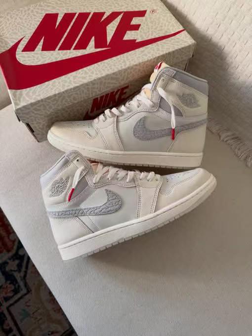 Air Jordan 1 白灰大象爆裂纹·高帮复古篮球鞋
