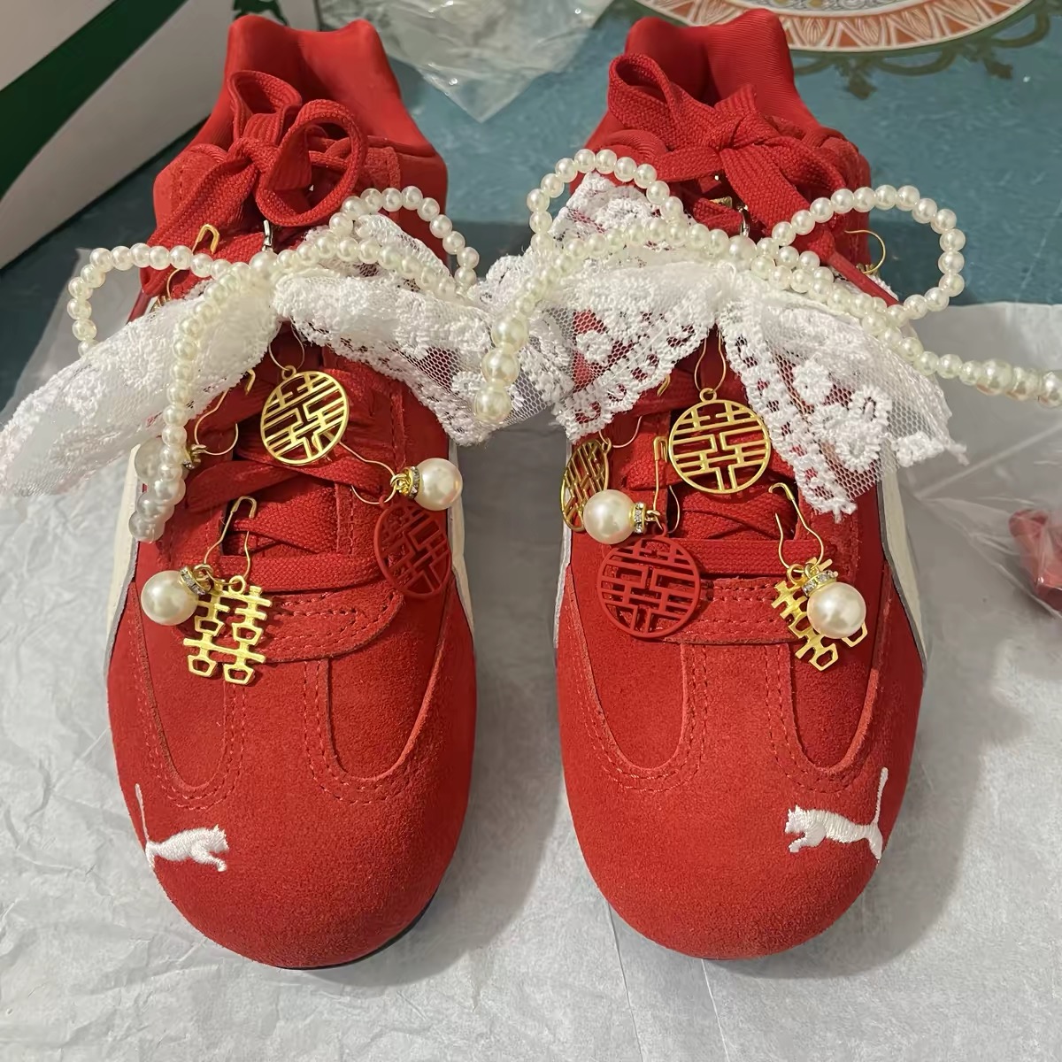 ❤️朴彩英上脚同款｜红色彪马德训改造备婚婚鞋👰