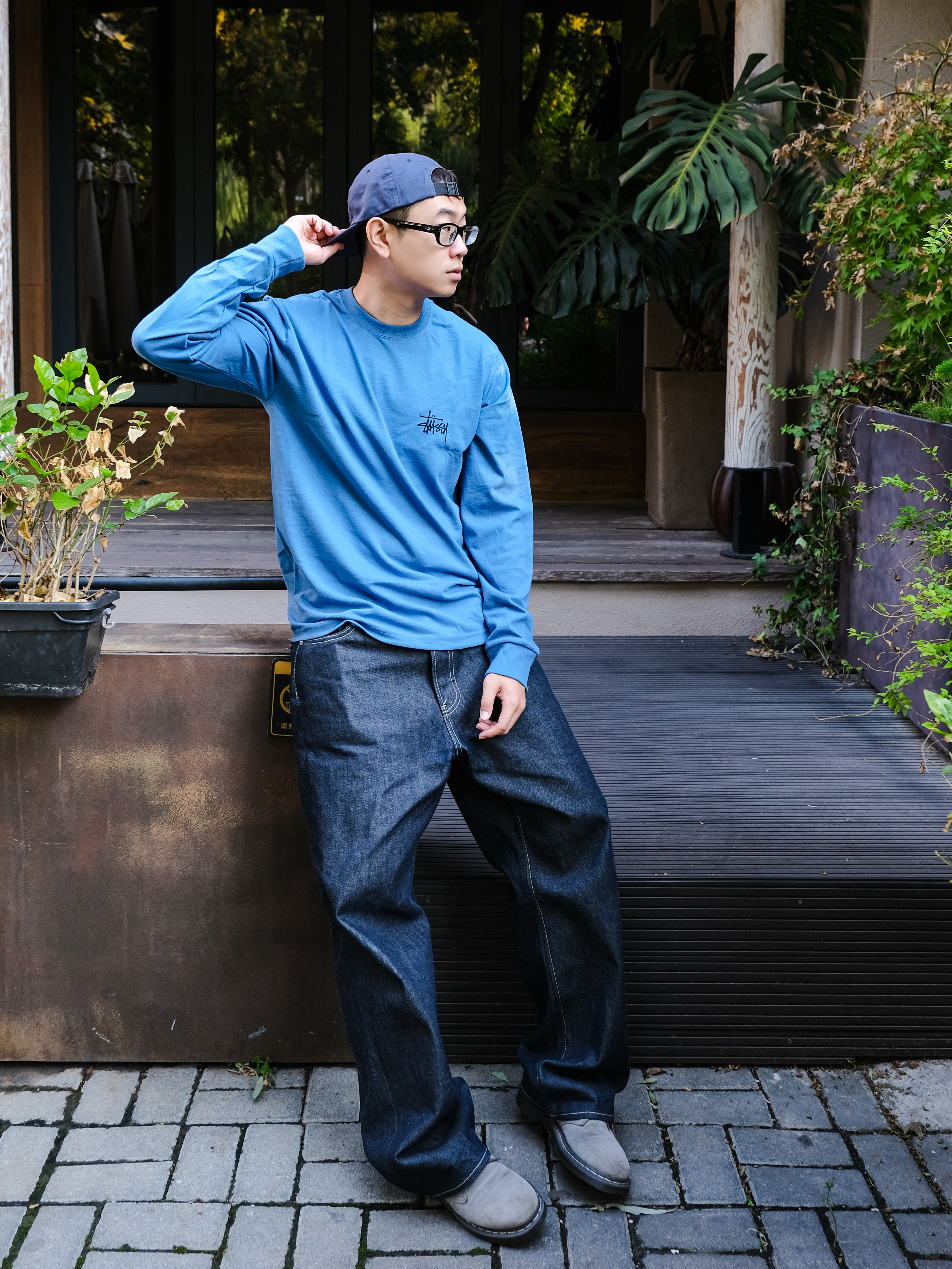 雾蓝长袖T 街头松弛感拉满👕