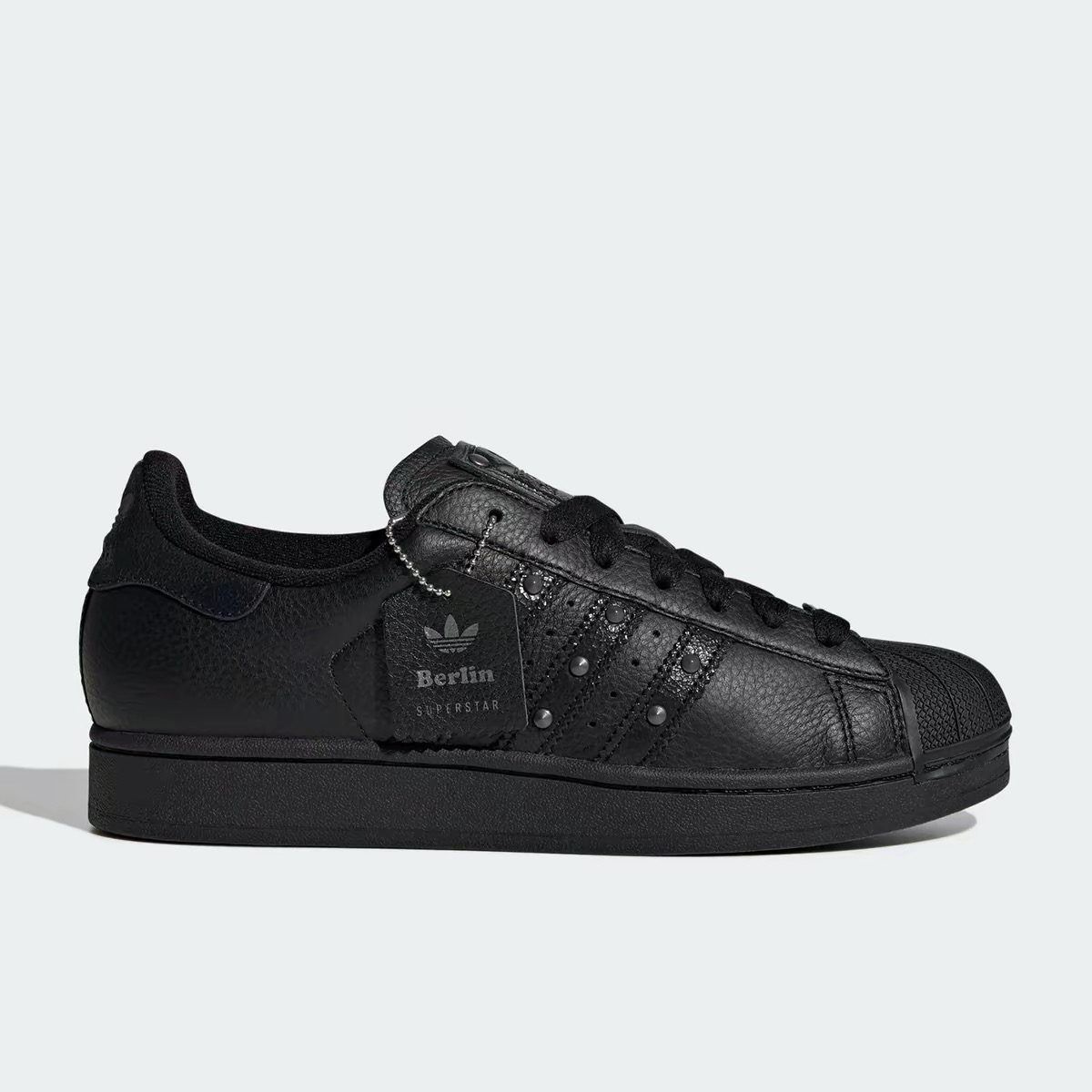 Adidas Superstar 三叶草贝壳头 全黑铆钉款 经典黑武士休闲板鞋