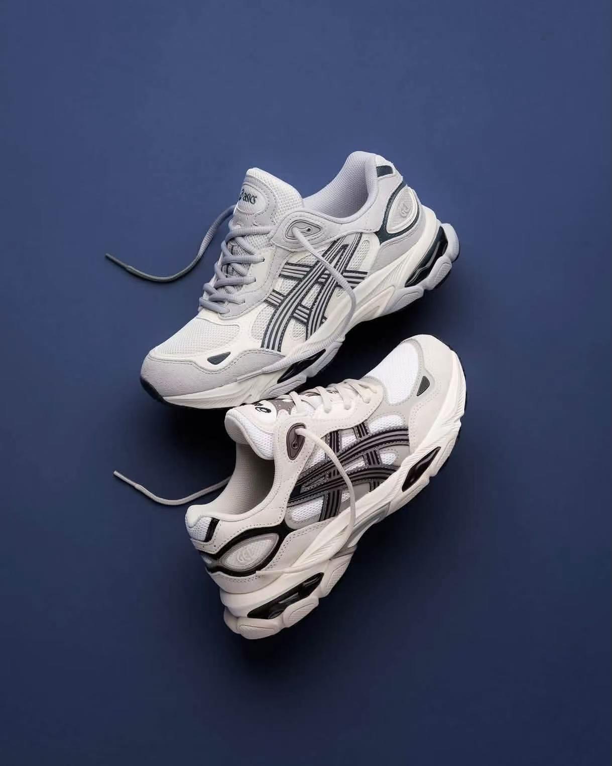 Asics Gel‑Nimbus 9 亚瑟士米灰复古老爹鞋 网面透气男女休闲跑鞋