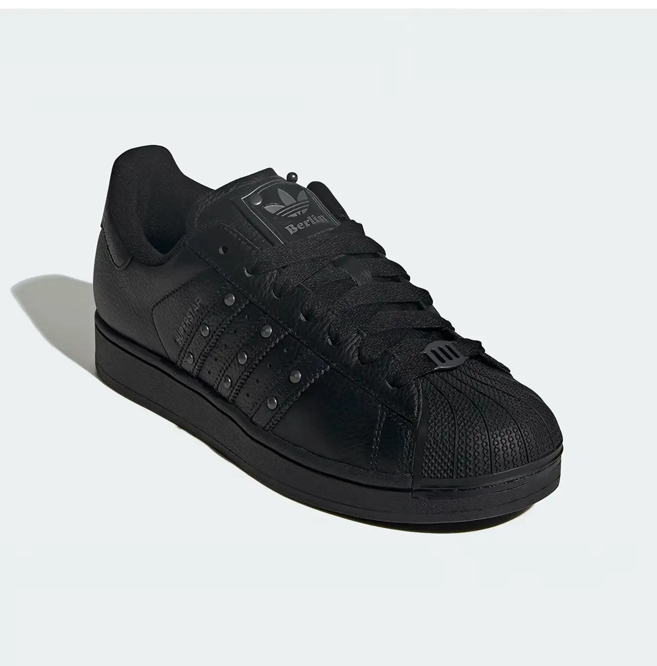 Adidas Superstar 三叶草贝壳头 全黑铆钉款 经典黑武士休闲板鞋