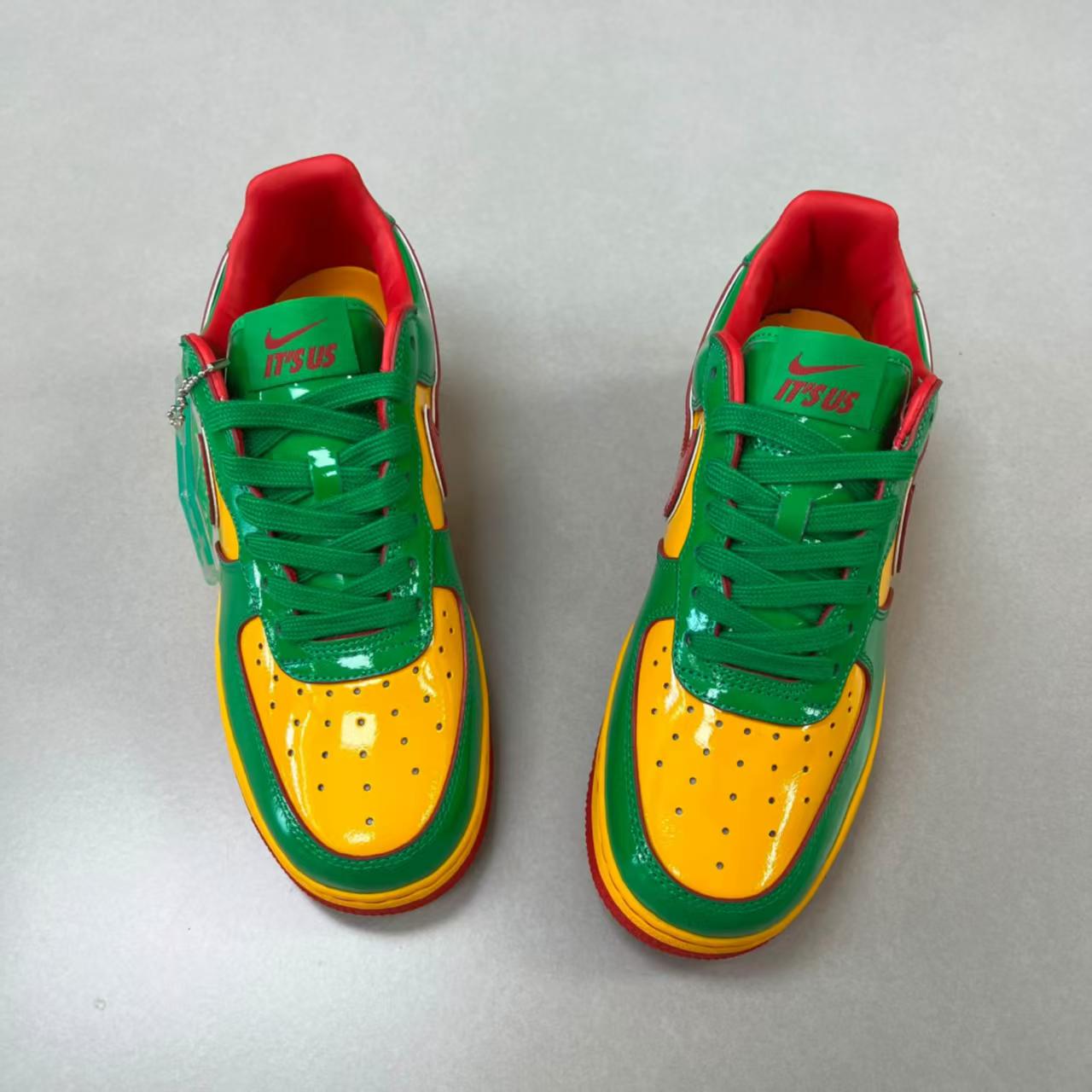 撞色视觉暴击🟢🟡🔴AF1空军一号亮面漆皮，黄绿红个性潮鞋情侣款