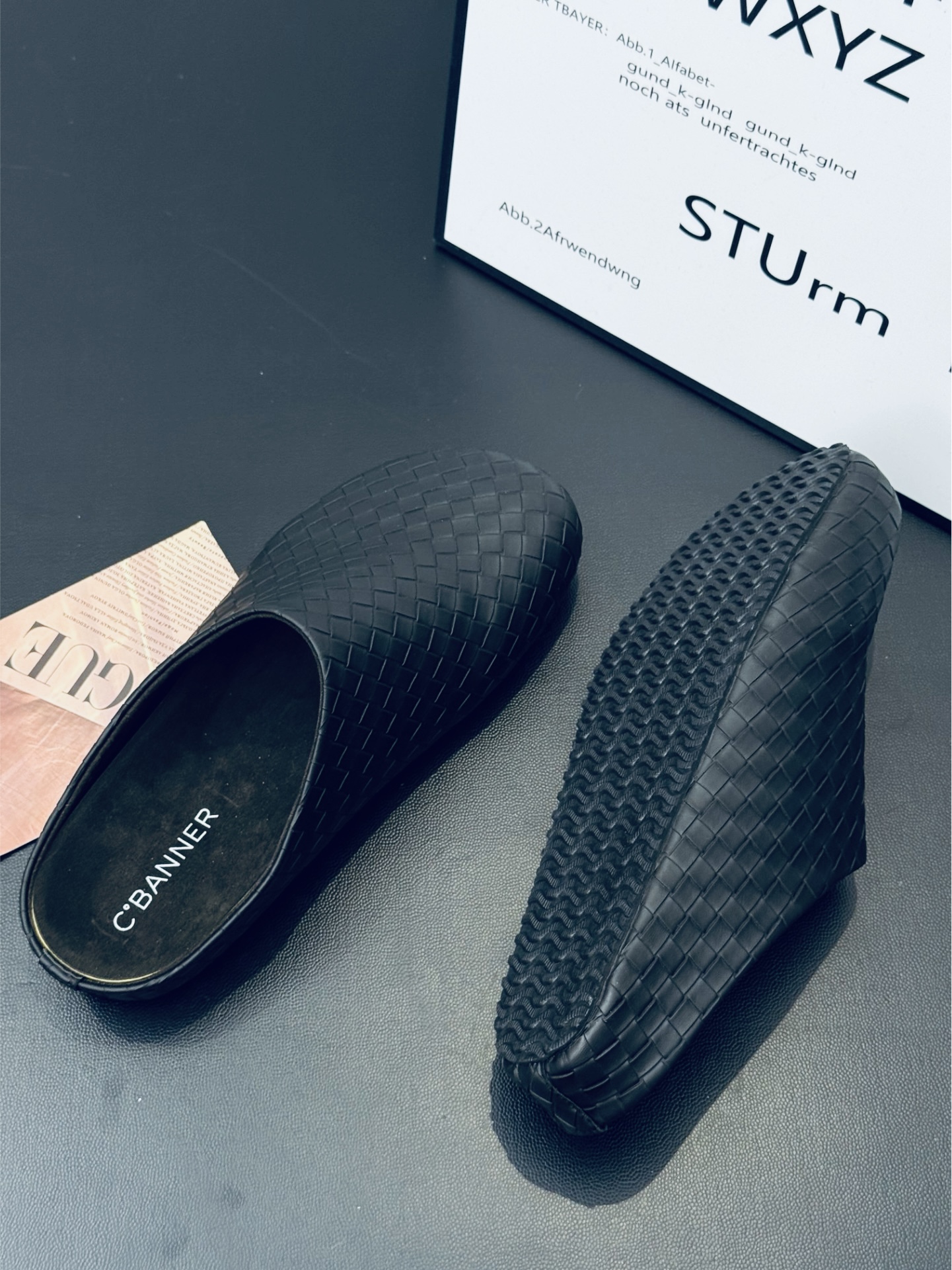 秋冬 拖鞋编织黑色 2cm平底