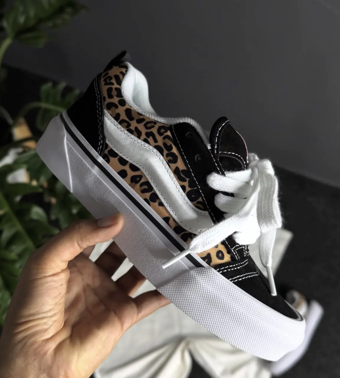 Vans豹纹厚底板鞋