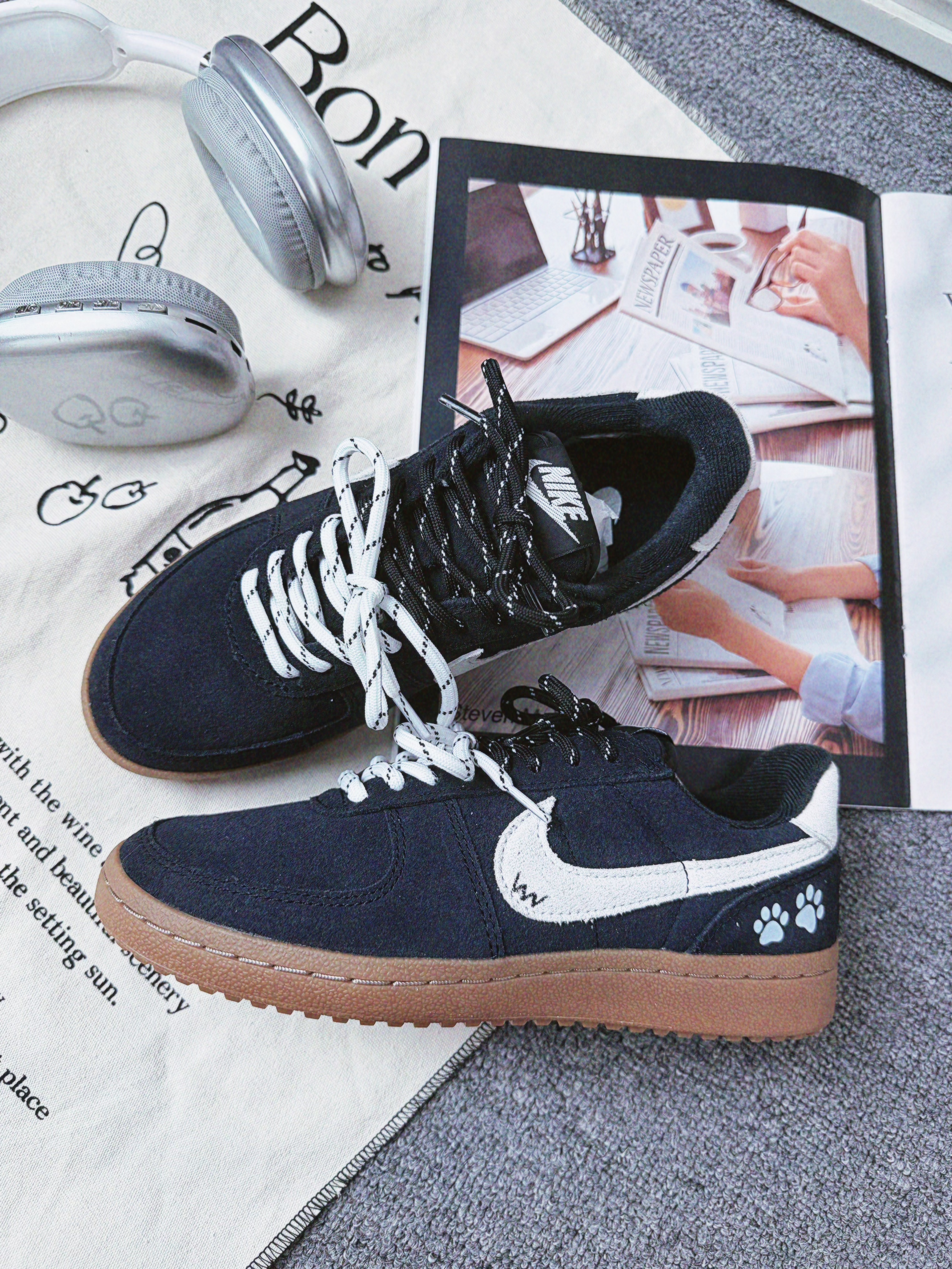 复古黑生胶Nike板鞋|自带美式氛围感