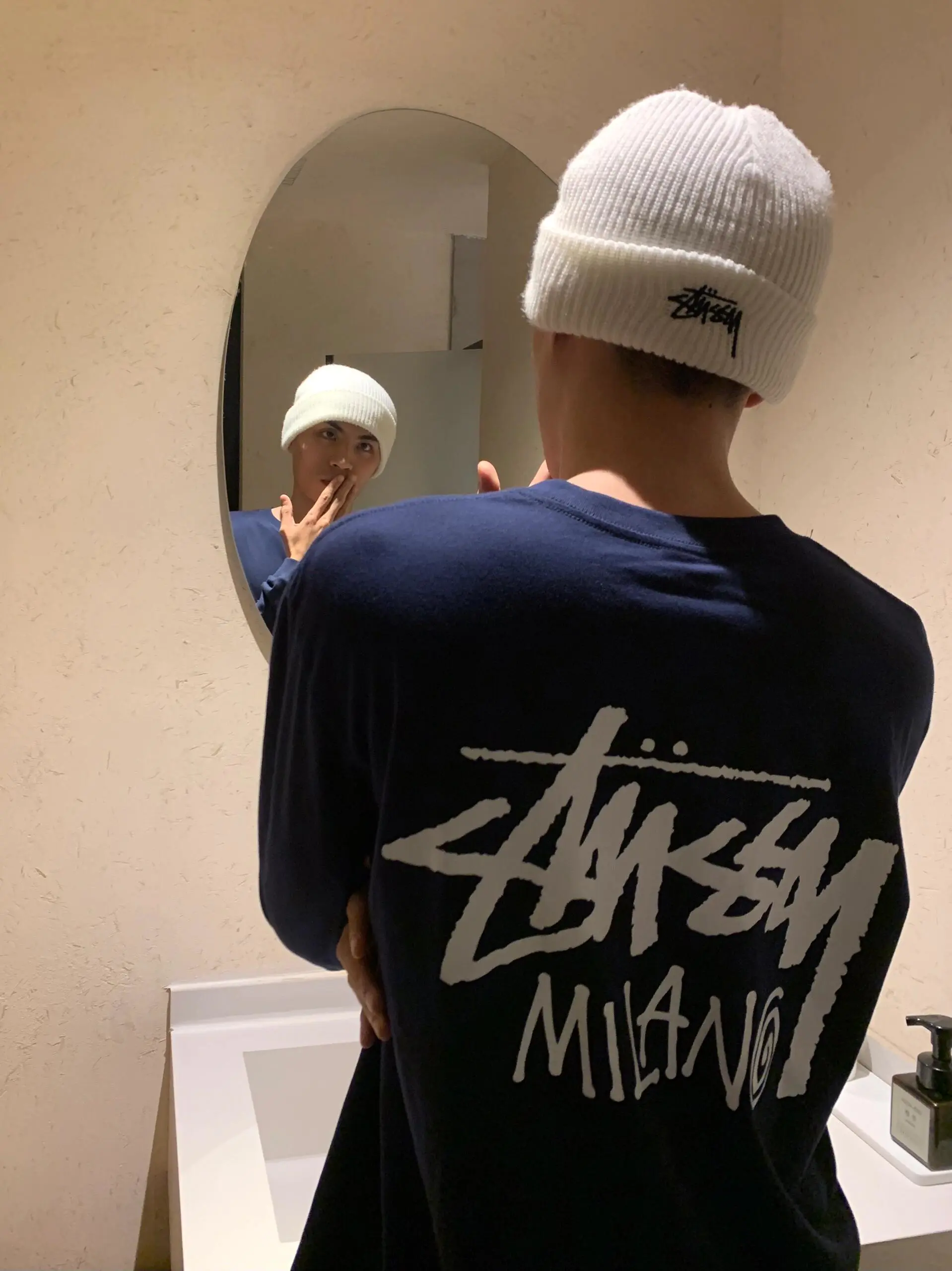 藏青色MILANO手写涂鸦长袖✨
