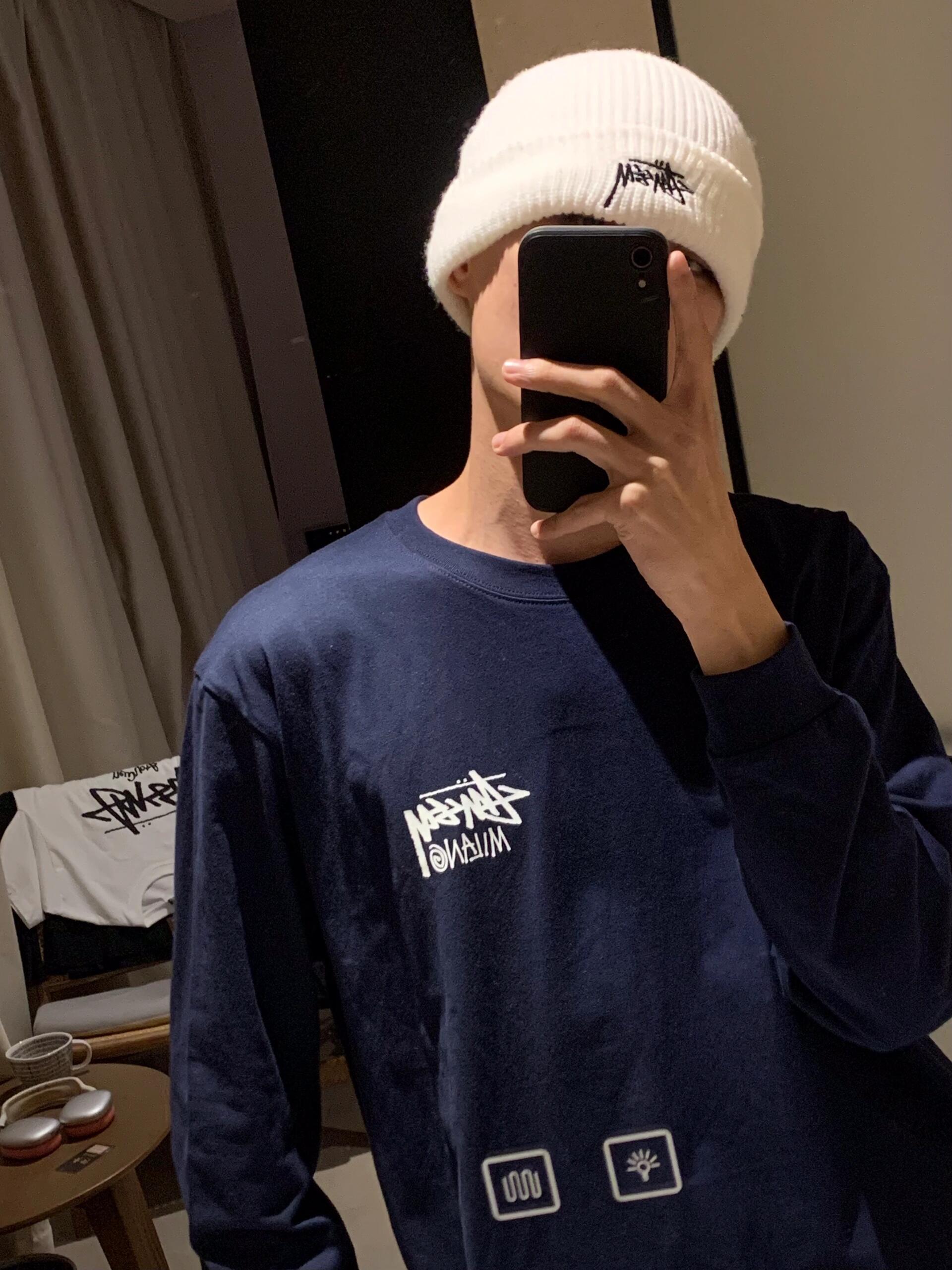 藏青色MILANO手写涂鸦长袖✨