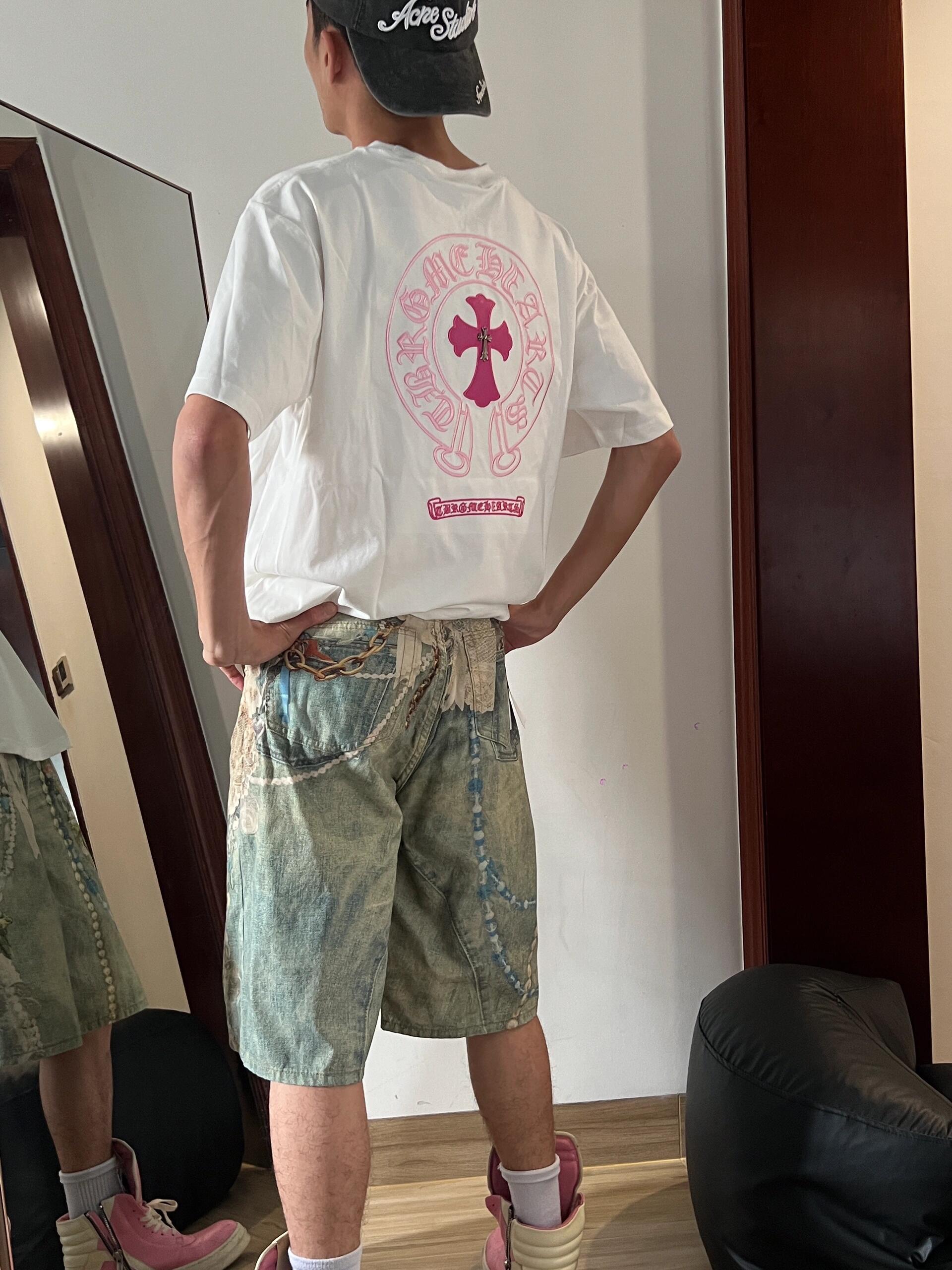 白粉马蹄十字短袖✨