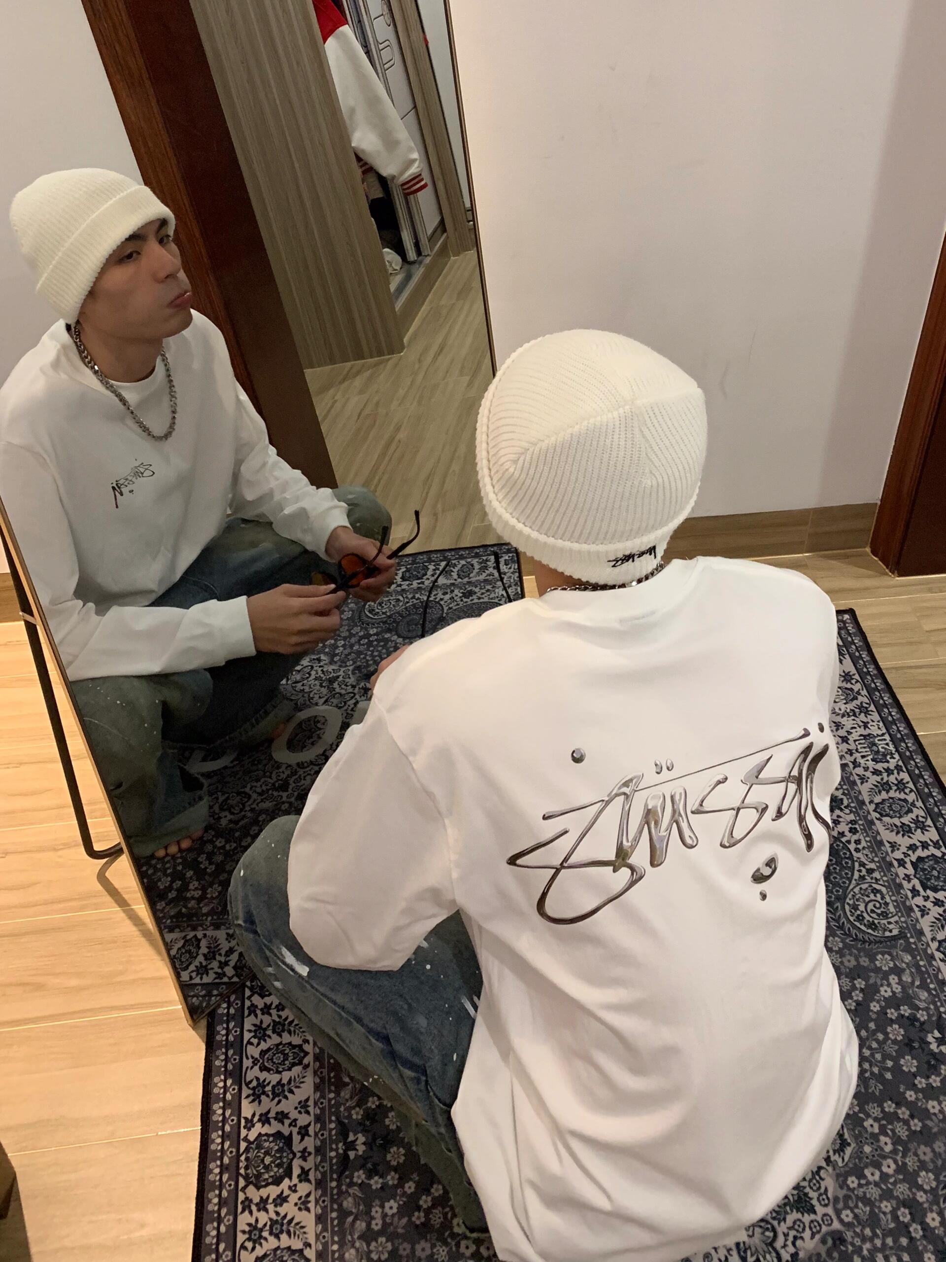 stussy液态金属涂鸦长袖✨