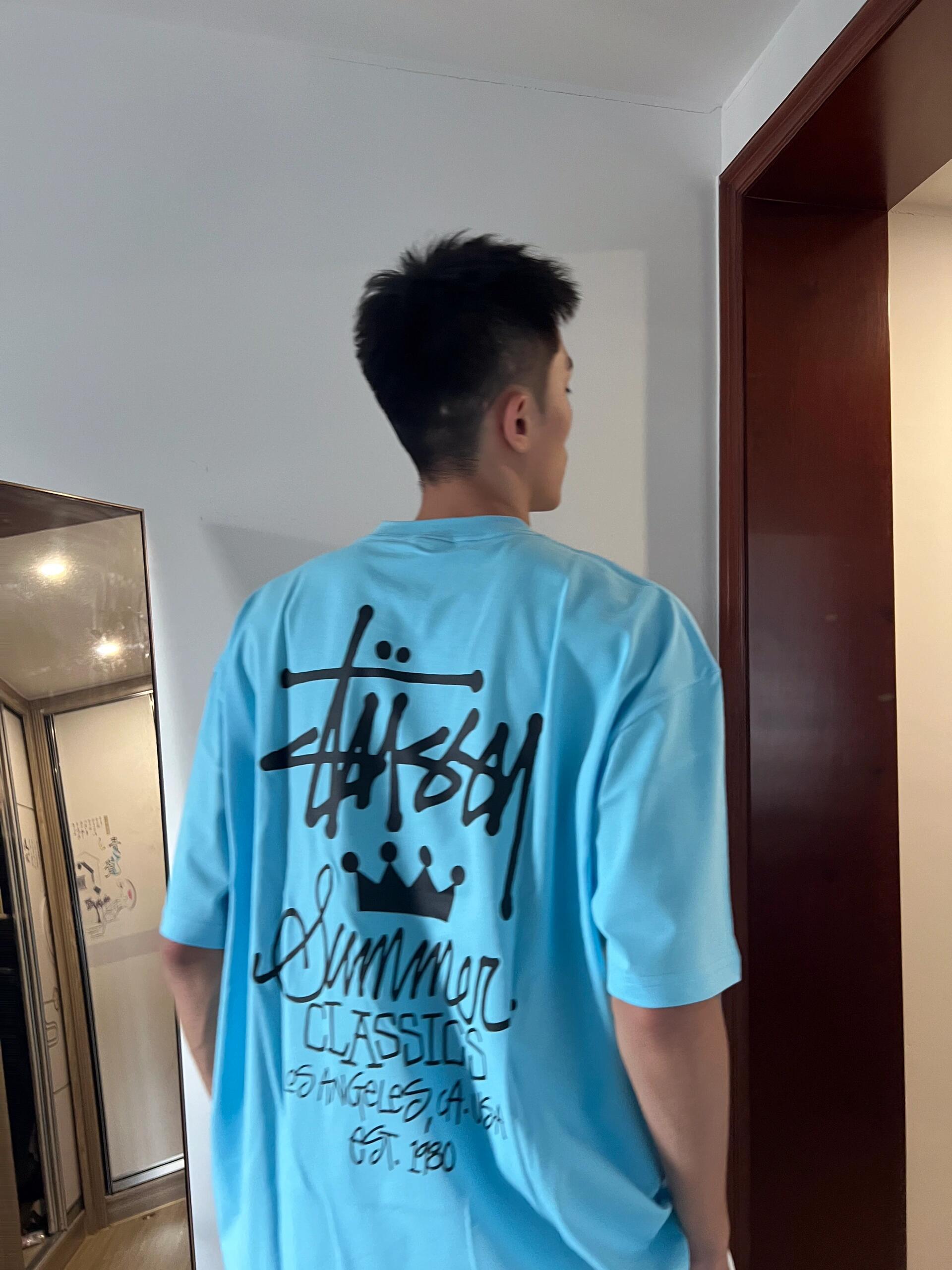 湖蓝色涂鸦皇冠短袖✨
