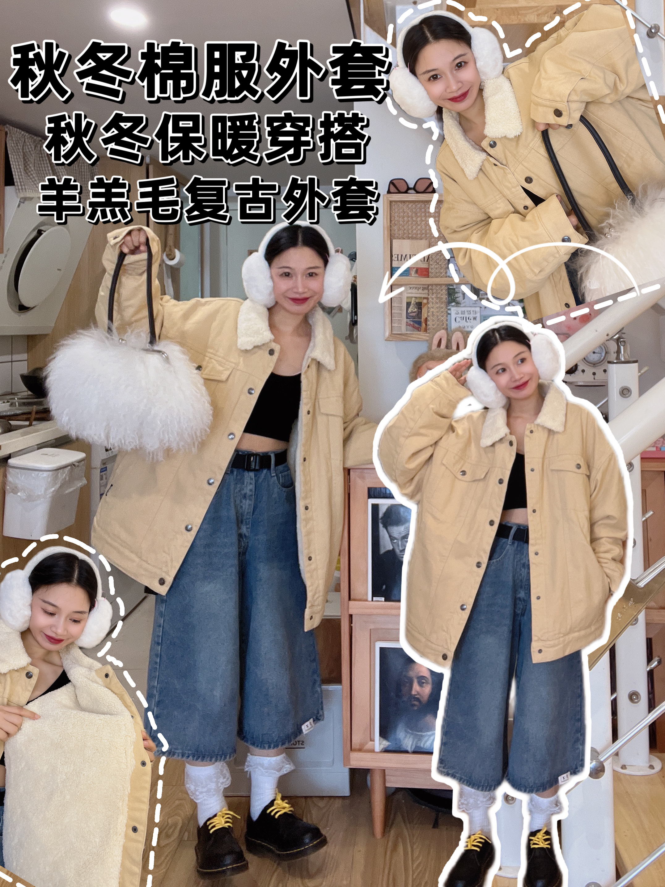 秋冬外套保暖穿搭/加厚羊羔毛外套这样穿保暖