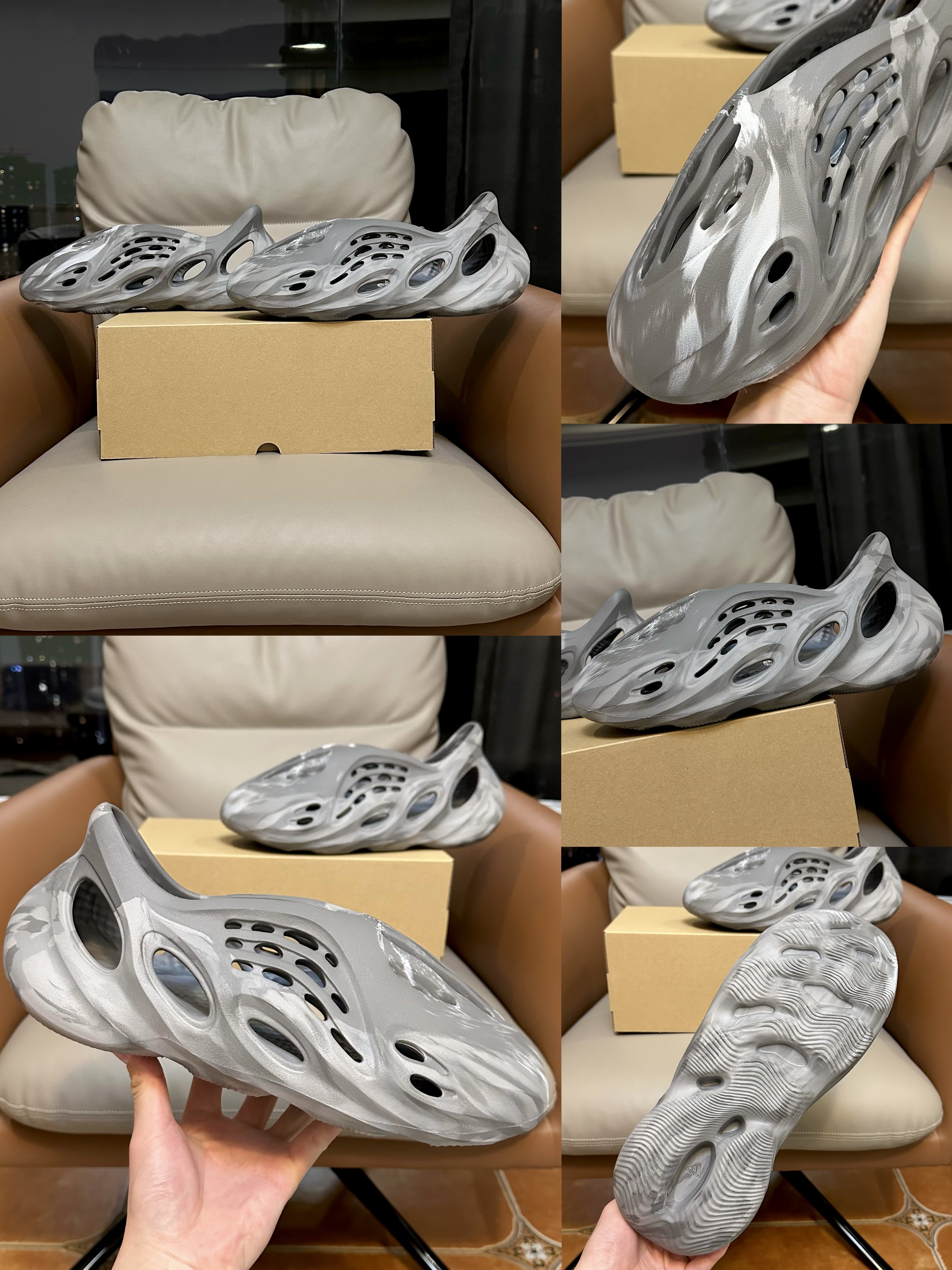 超高清细节展示 | Adidas Yeezy Foam Runner 沙滩凉鞋 水泥灰