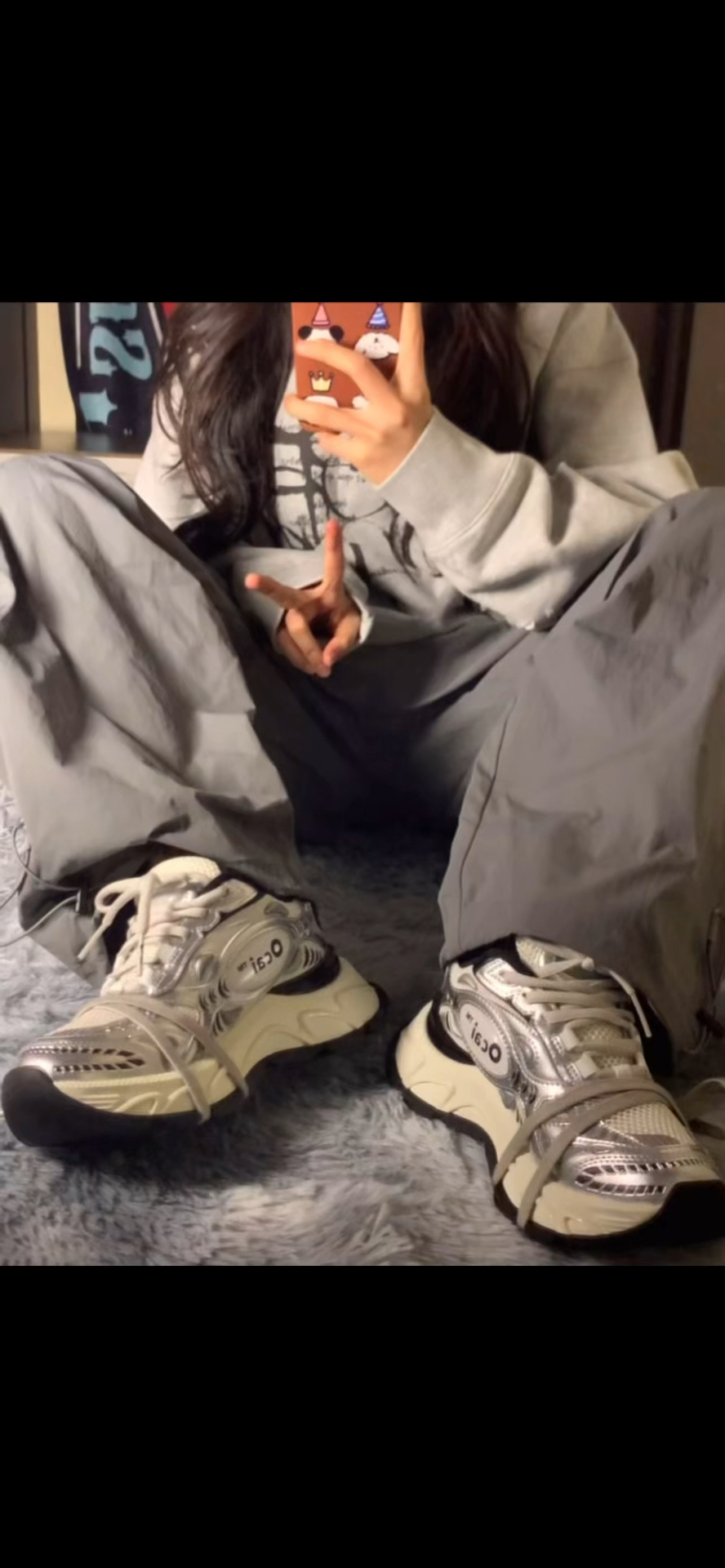 有一说一!不愧是熬夜选的增高老爹鞋!月光银配色也太有质感了!