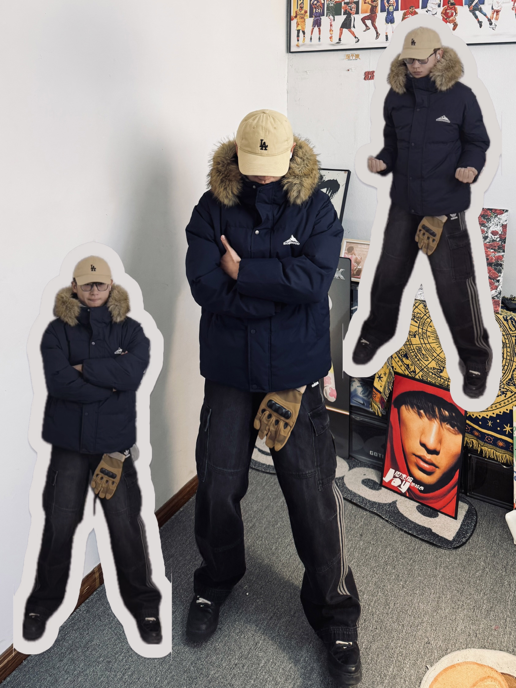 178男生年度降温天的松弛通勤穿搭|藏蓝毛领棉服的美式复古实穿感❤️‍🔥