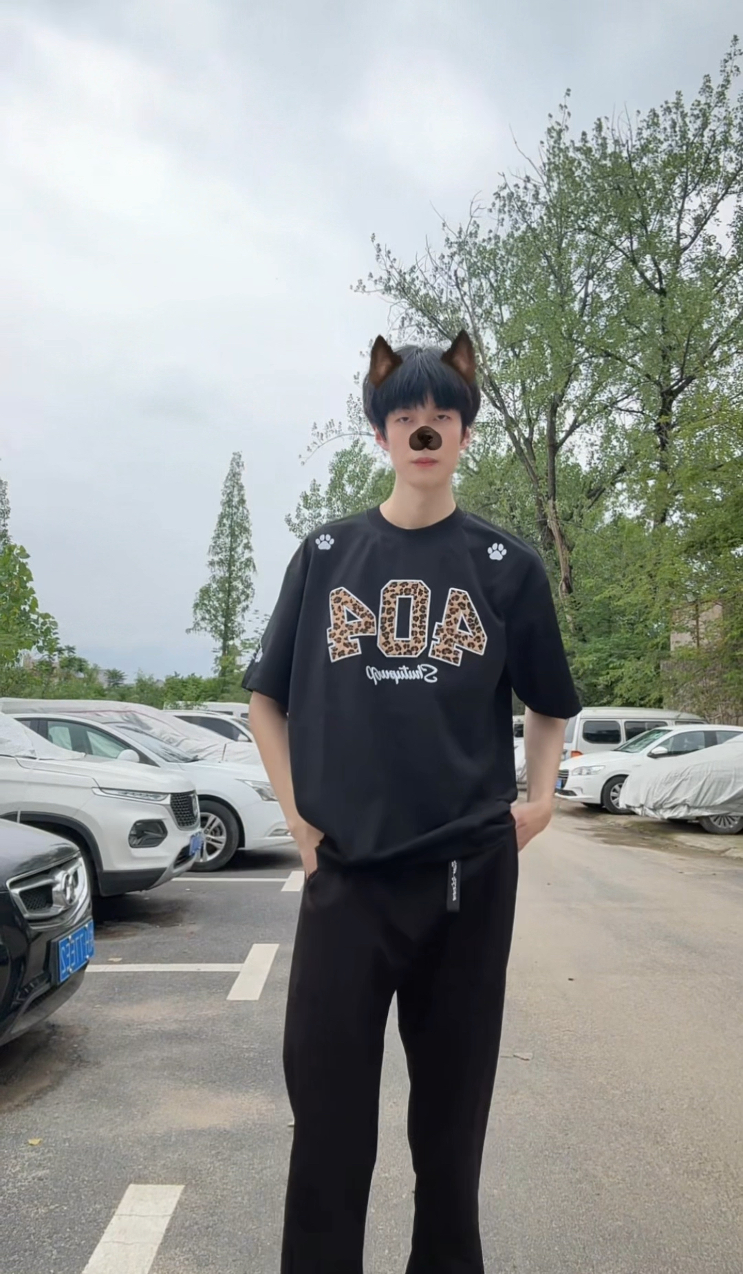 🐆 豹纹小标+404印花，黑T也能玩出美式复古感