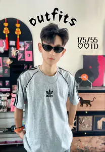 经典永不过时|三杠花灰短袖日常穿搭
