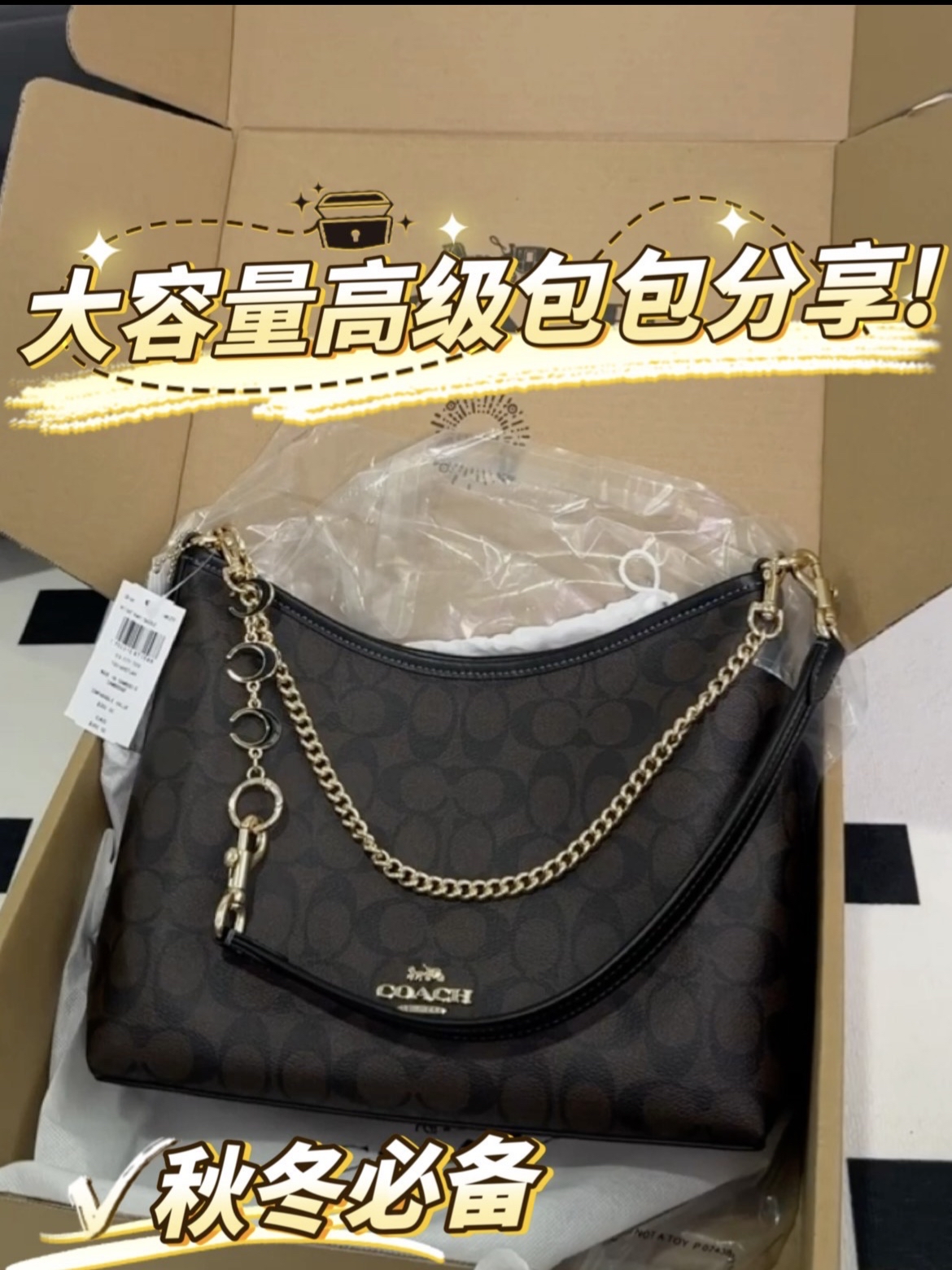 coach黑棕流浪包开箱