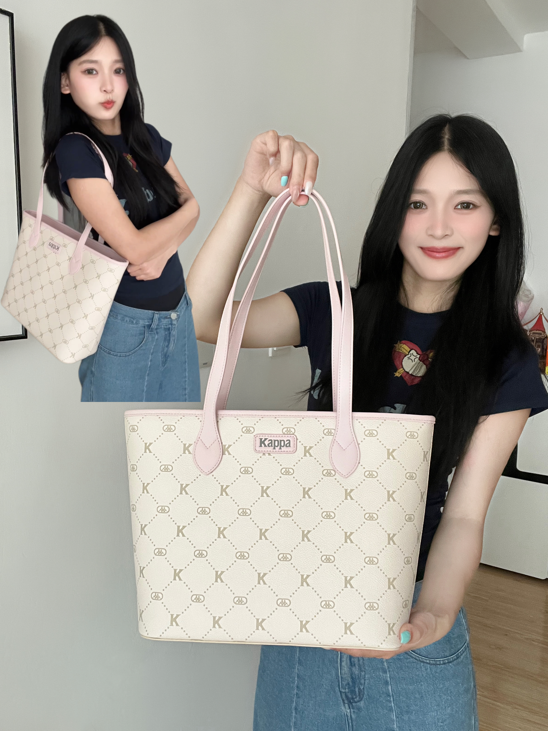 樱花粉爱心樱桃🍒托特包～少女感通勤好能装！