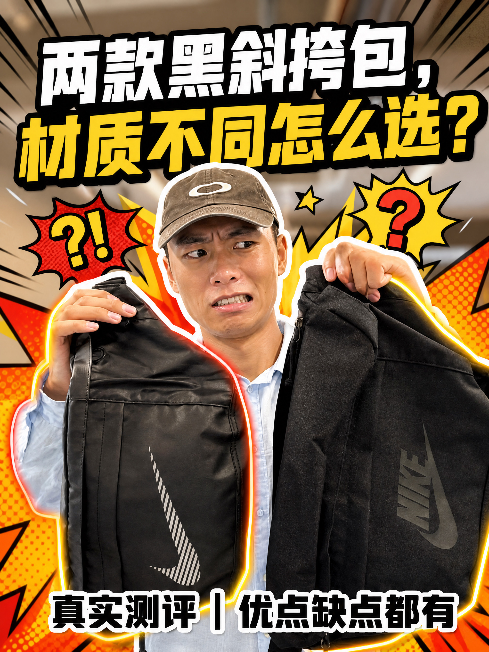 两款黑色斜挎包，材质不同应该怎么选❓