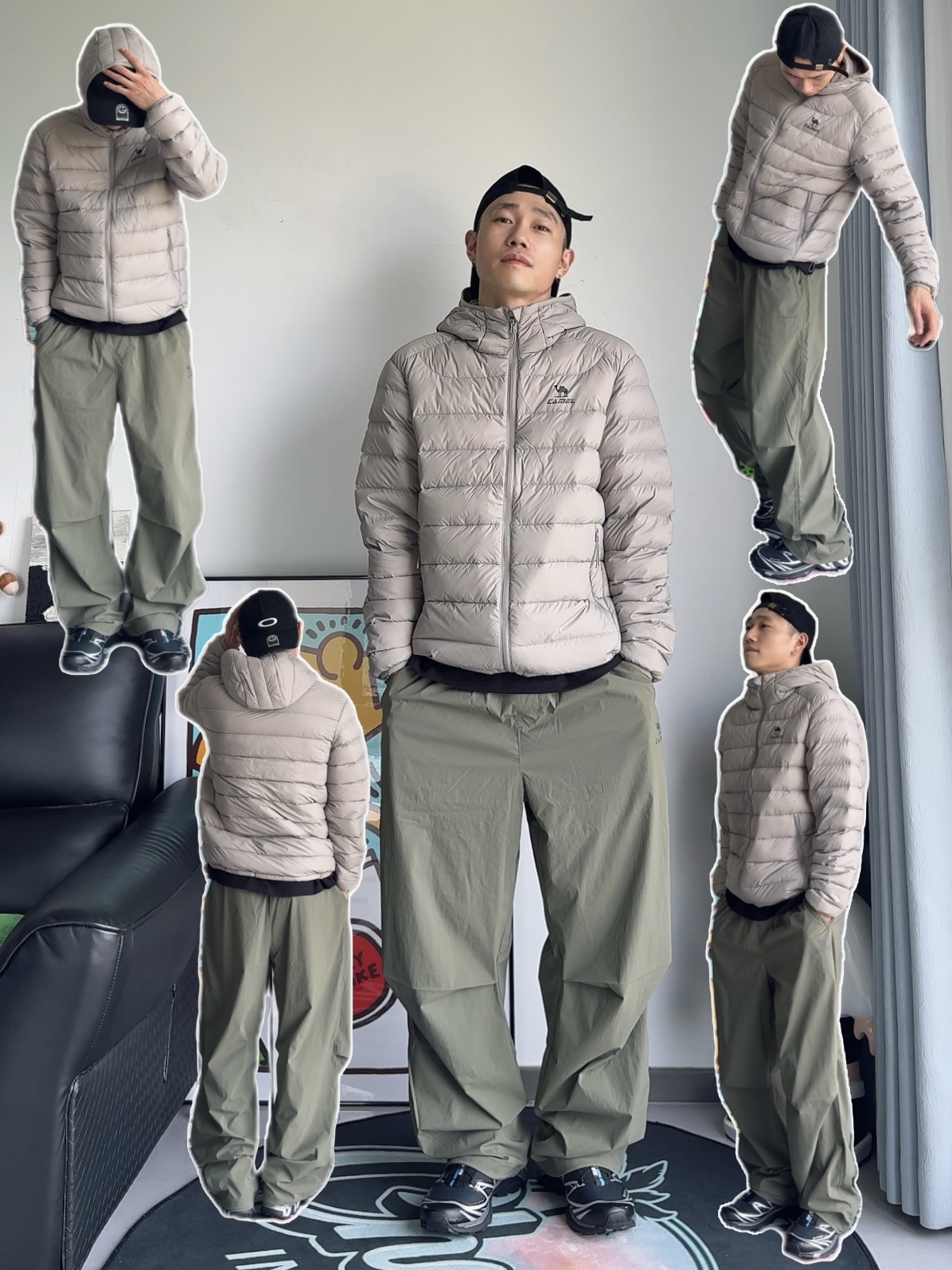 反季松弛感穿搭|浅灰轻羽绒外套保暖实穿
