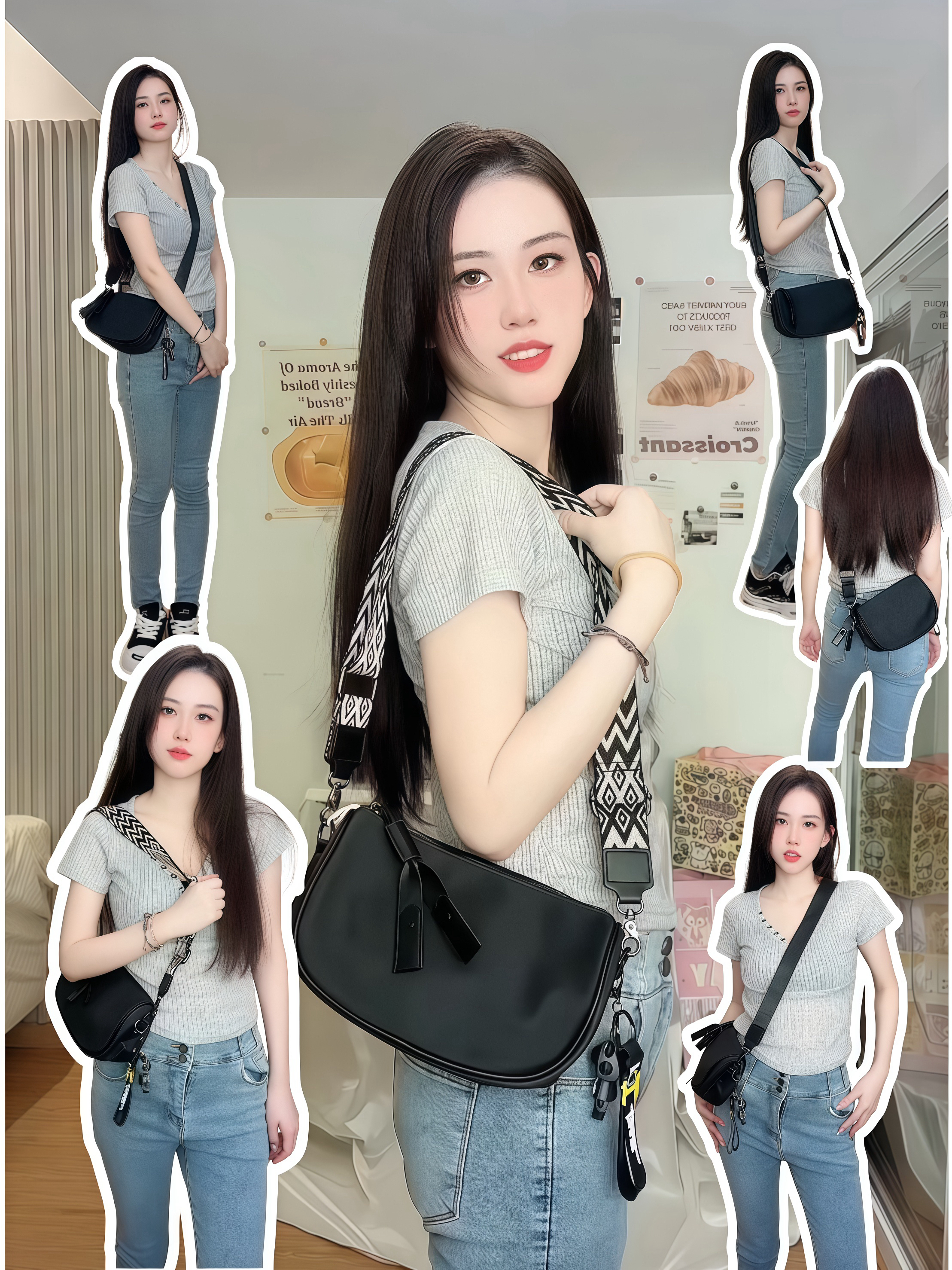 🖤闭眼入！通勤万能黑色月牙斜挎包