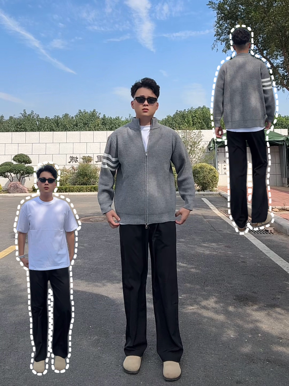🔥男生早秋三件套 |三道杠针织开衫氛围感拉满
