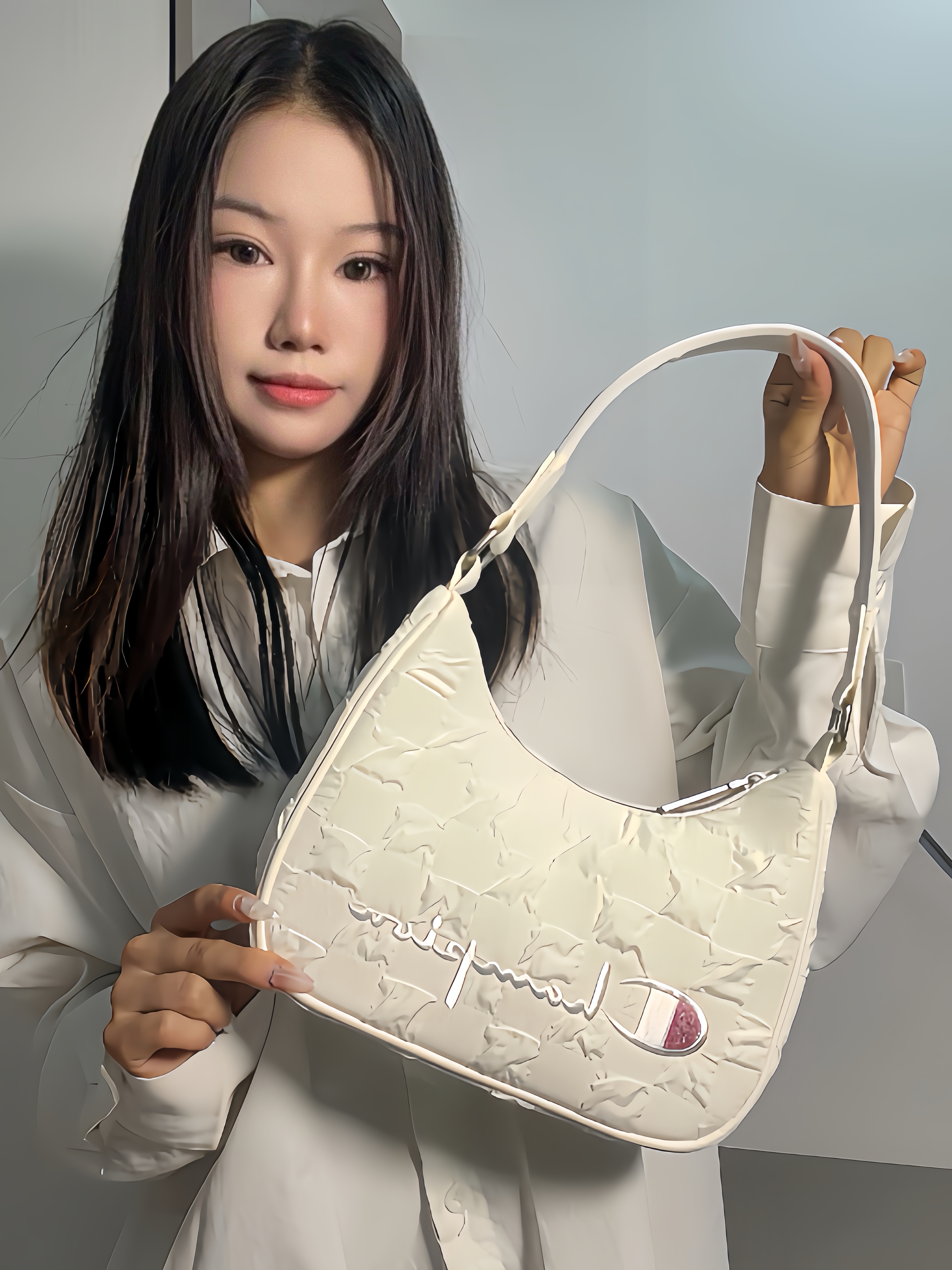 💛Champion褶皱腋下包｜奶白氛围感百搭小包
