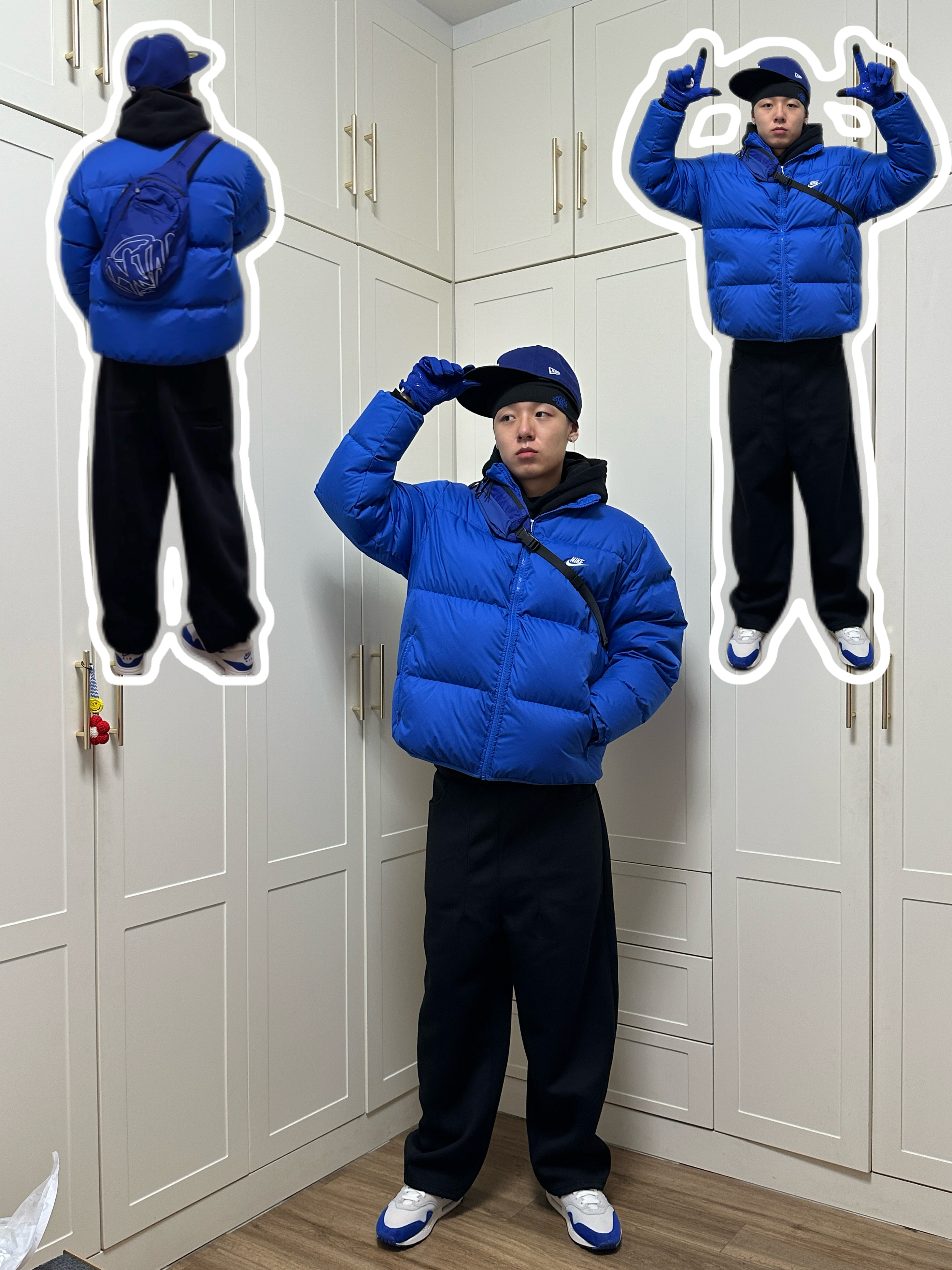 5G入冬|蓝黑配色冬日街头穿搭