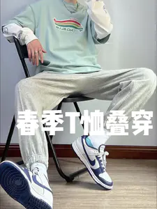春季T恤叠穿|低饱和度灰绿搭配