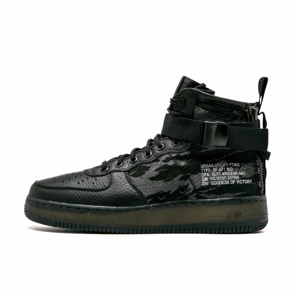 推荐商品：Nike Air Force 1 SF 板鞋 机能缠绕防滑耐磨减震透气复古包裹性 Mid Black Cargo Khaki 黑虎纹Mid