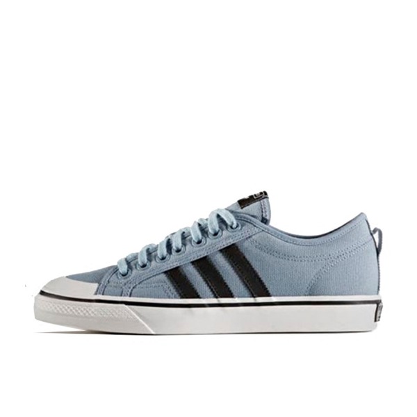 推荐商品：adidas Originals Nizza 经典复古 包裹性 轻便透气 防滑 增高 厚度 舒适 耐磨 帆布鞋 Ash Blue/Black/White 灰蓝色