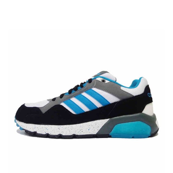 推荐商品：adidas NEO Run9tis 运动休闲鞋 舒适轻便防滑耐磨减震回弹复古时尚 White/Blue/Black 灰蓝泼墨