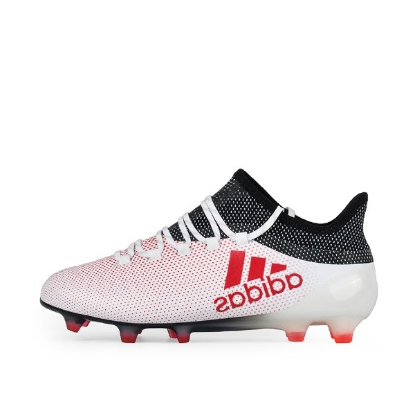 推荐商品：adidas X 17.1 Leather FG 顶级 长钉 硬天然草场 足球鞋 White/Black/Pink 白黑粉