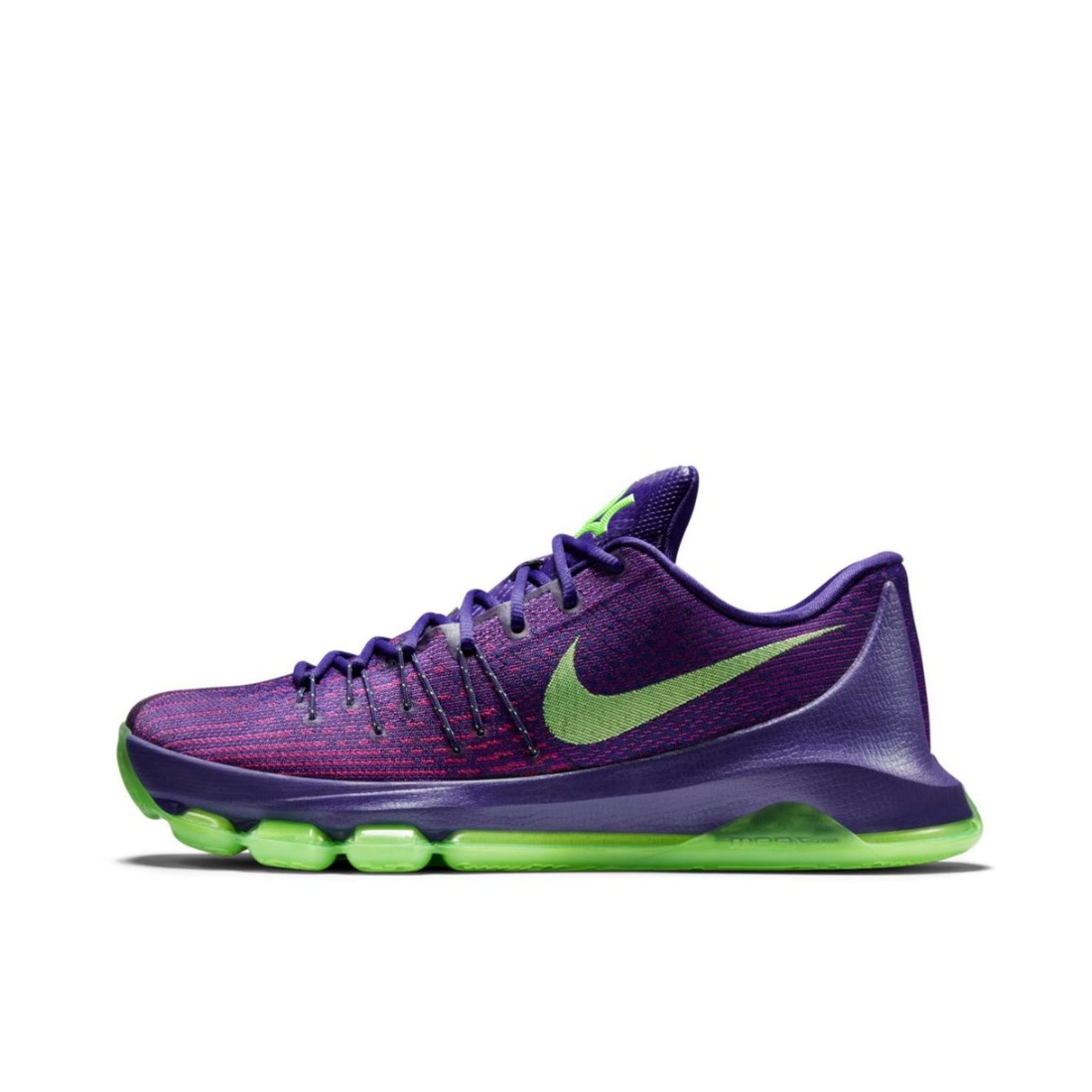推荐商品：Nike KD 8 防滑耐磨 减震轻便 包裹性圆头 运动 实战 低帮 球鞋 Suit 紫绿