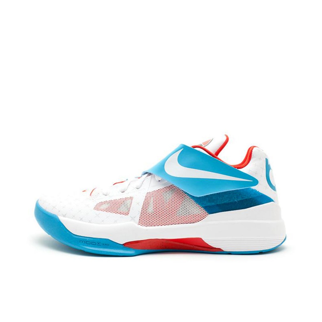 推荐商品：Nike Zoom KD 4 杜兰特 篮球鞋 防滑耐磨圆头缓震回弹织物舒适潮流时尚实战低帮抓地 N7 White 白蓝