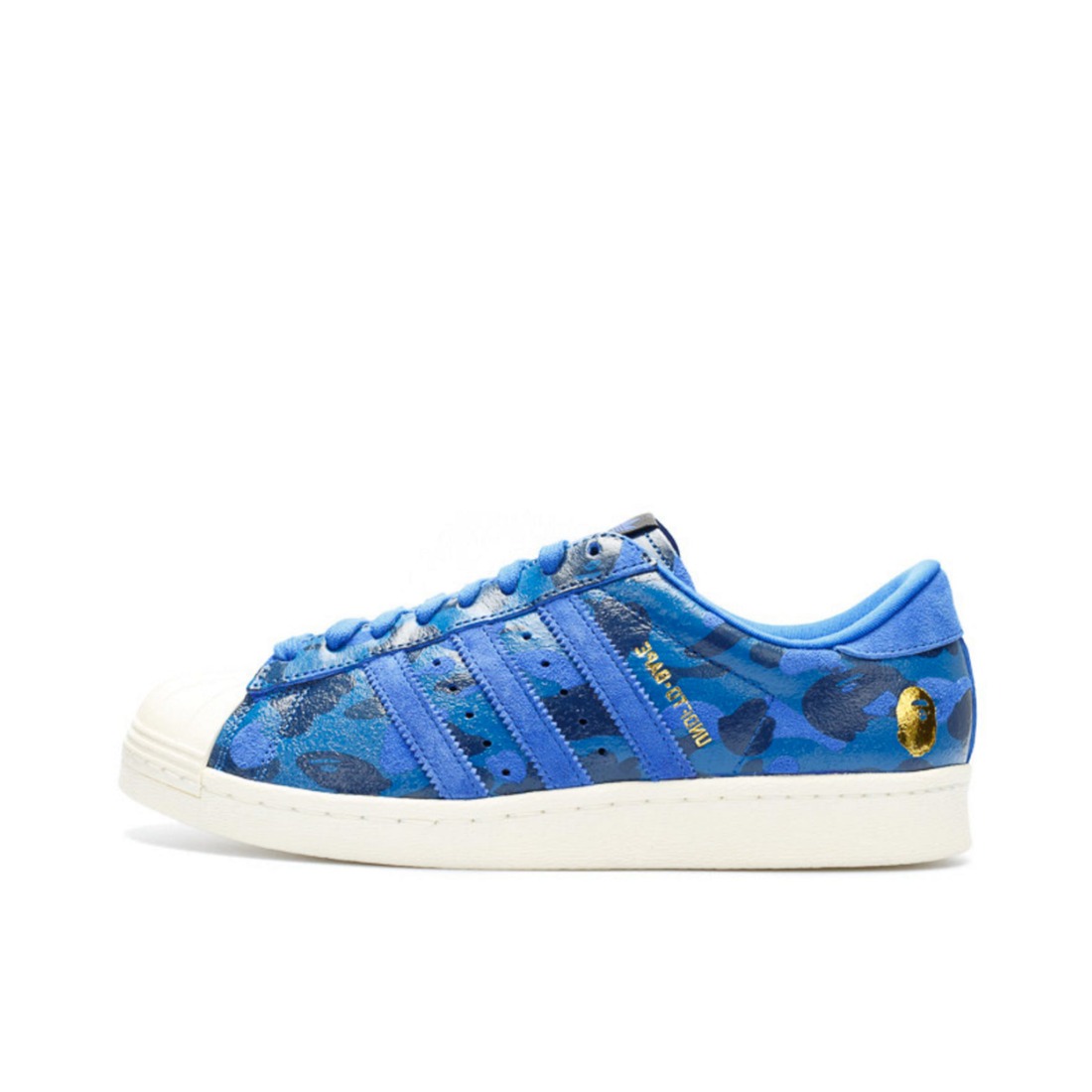 推荐商品：adidas Superstar 80s 板鞋 贝壳头复古防滑耐磨防水减震运动 Blue Camo Undftd Bape三方联名/不败猿人蓝金