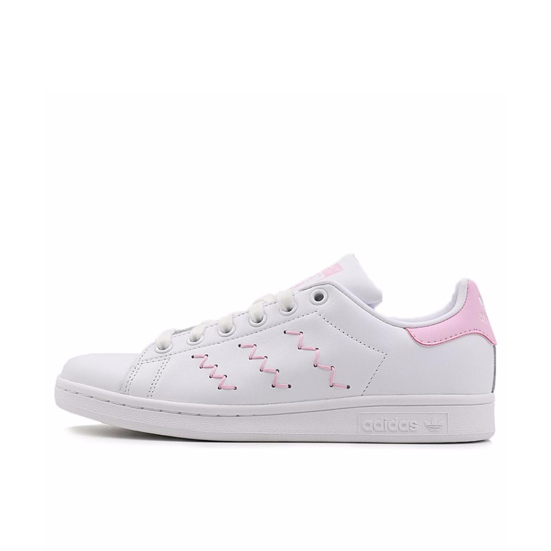 推荐商品：adidas Originals Stan Smith 板鞋 减震透气轻便低帮包裹性 White/Pink 条纹粉尾