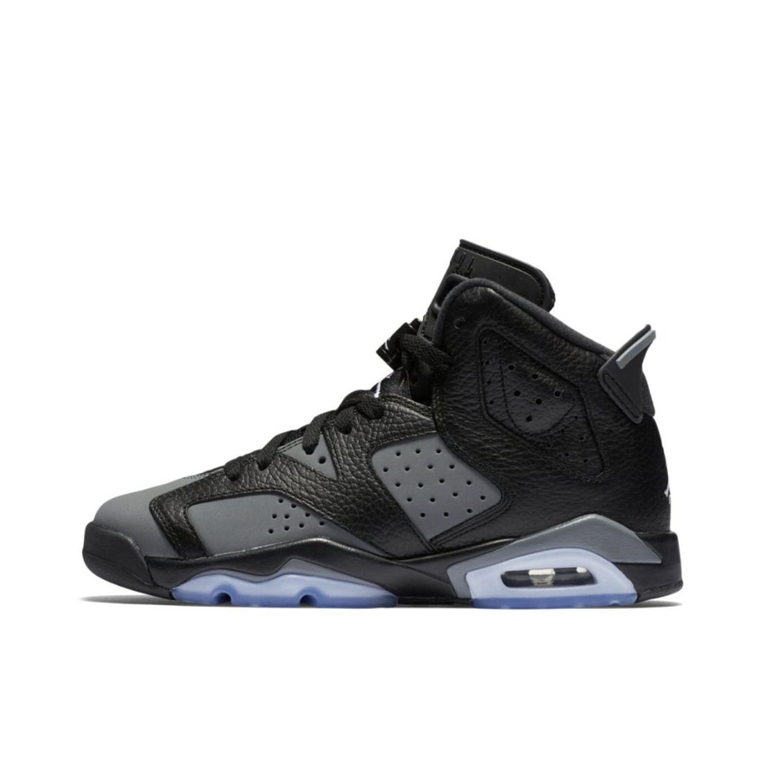 推荐商品：Air Jordan 6 运动休闲鞋 复古耐磨防滑缓震支撑合成革 Black Green Glow GS/黑色/灰色