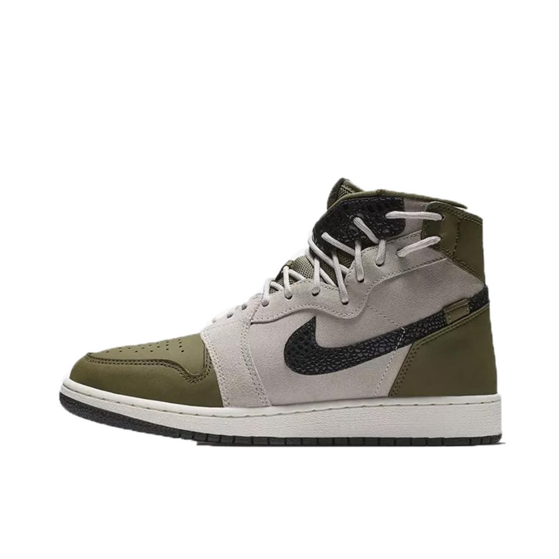 推荐商品：Air Jordan 1 板鞋 运动休闲鞋 复古潮流支撑合成革 Rebel XX Moon Particle Olive 高帮/灰绿解构