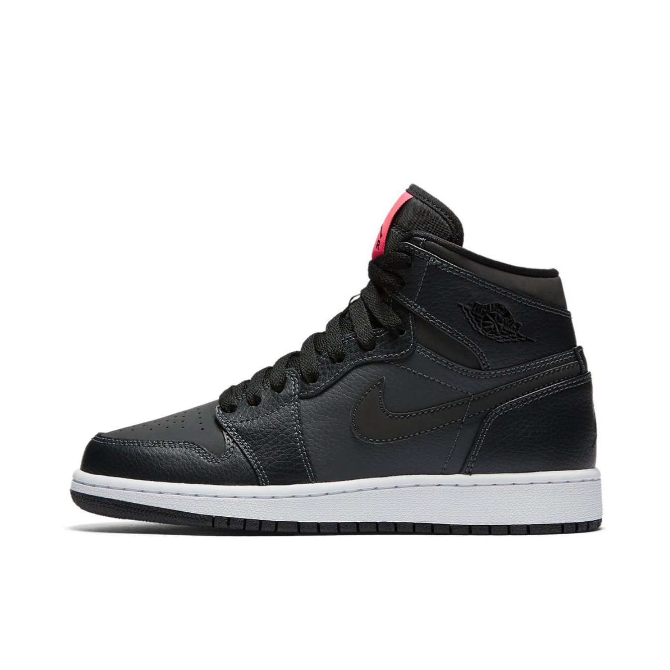 推荐商品：Air Jordan 1 板鞋 运动休闲鞋 复古潮流支撑合成革 Anthracite GS/高帮/情人节黑/粉舌