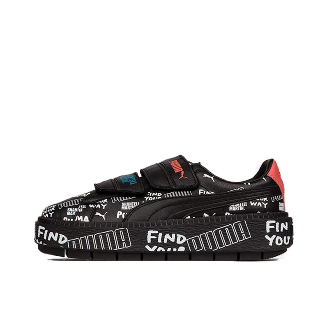 推荐商品：Puma/彪马 Platform Trace 运动休闲鞋 潮流复古圆头松糕底 Black Shantell Martin联名/女款/黑色弹幕/绑带