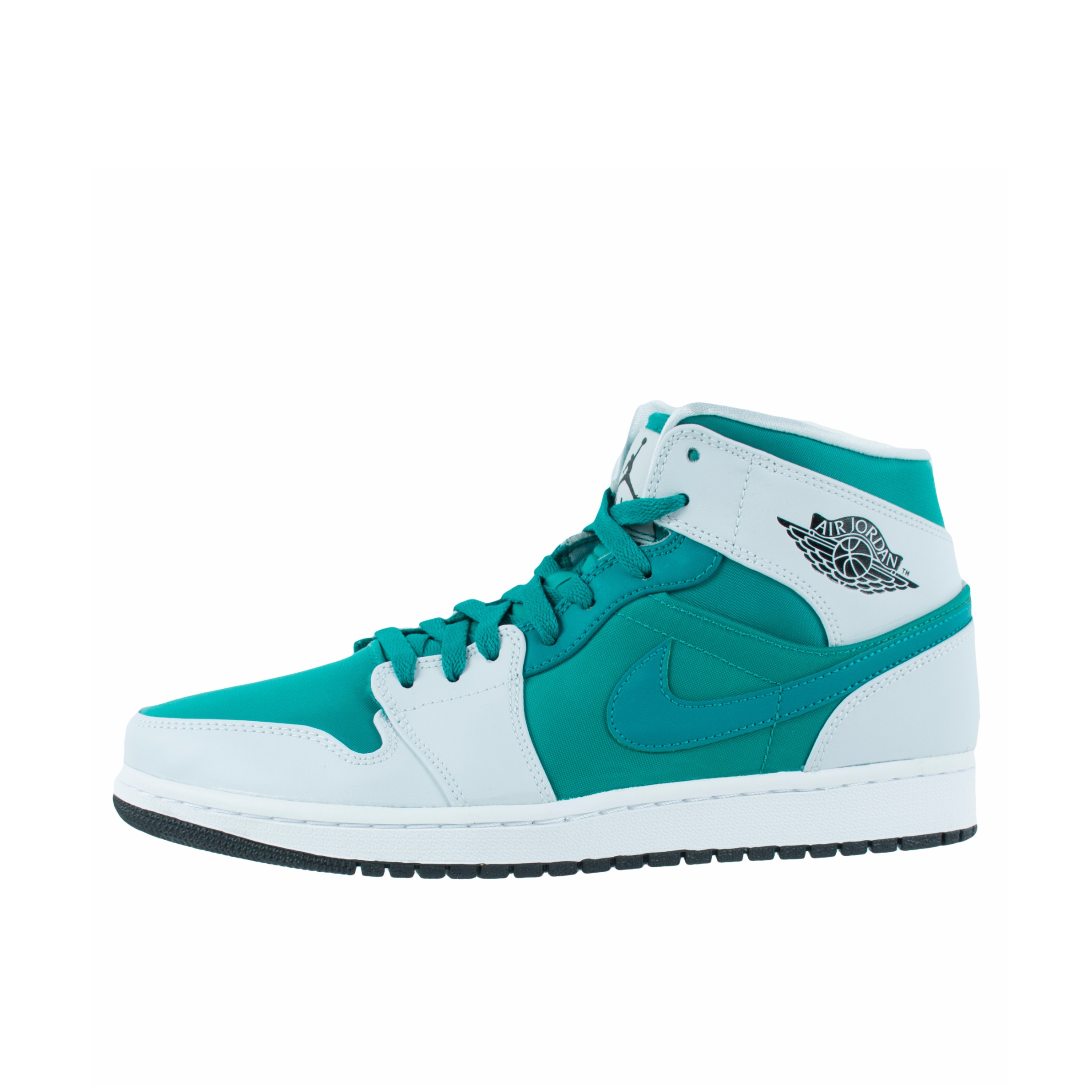 推荐商品：Air Jordan 1 板鞋 运动休闲鞋 复古潮流支撑合成革 Mid Lush Teal Black Pure Platinum 中帮/湖水绿