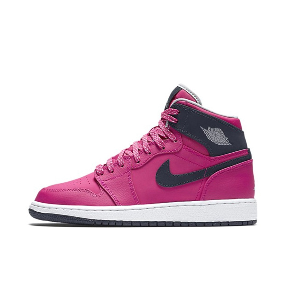 推荐商品：Air Jordan 1 板鞋 运动休闲鞋 复古潮流支撑合成革 Pink Grey White GS/高帮/情人节 