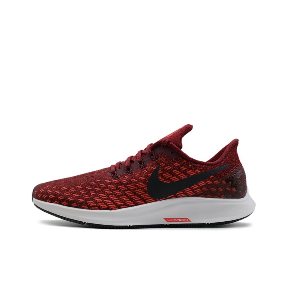 推荐商品：Nike Air Zoom Pegasus 35 飞马 跑鞋 缓震轻便运动马拉松透气织物泡棉 Team Red/Oil Grey 红色/黑色